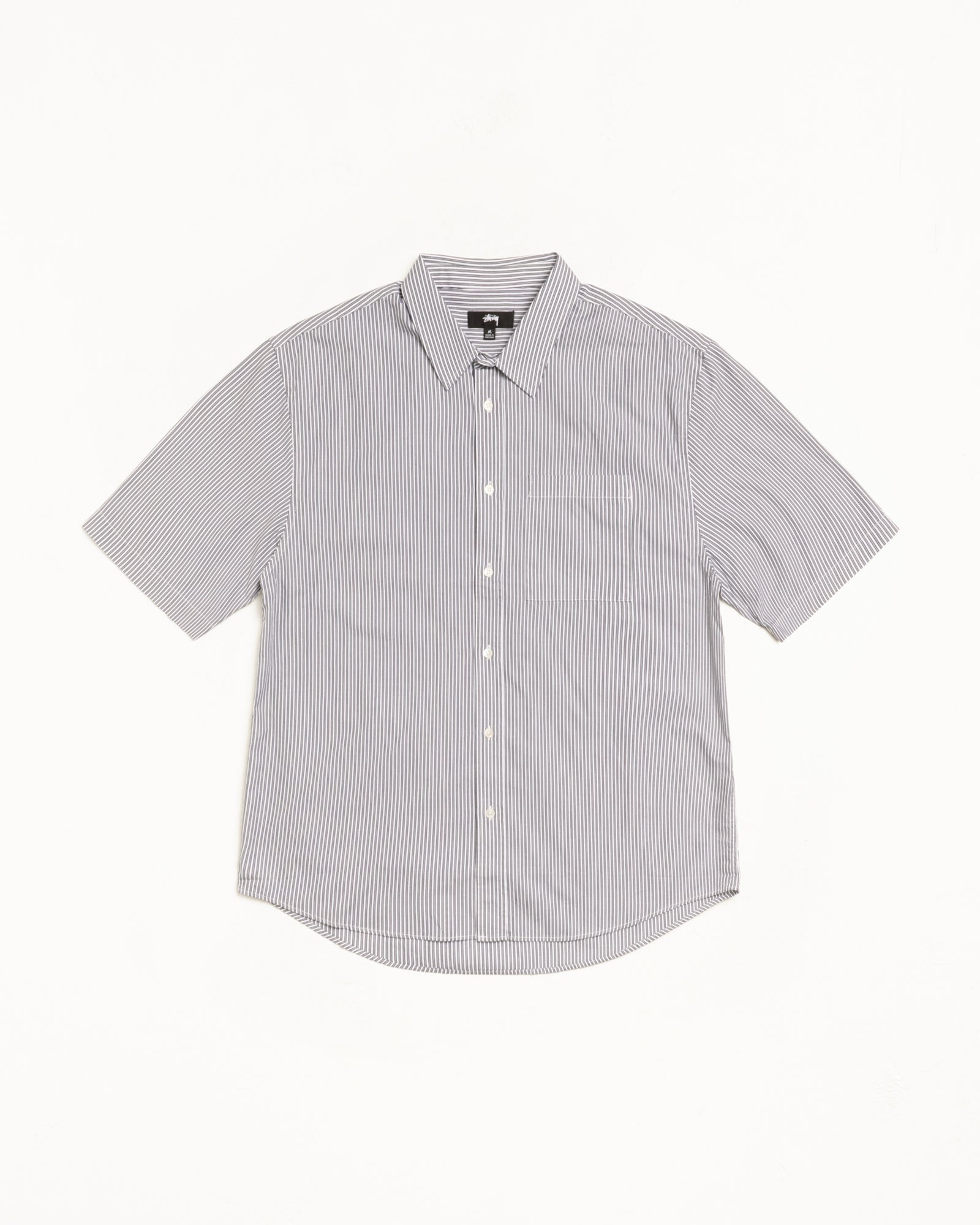 Stussy Men's Boxy SS Shirt 8 Ball Stripe Navy