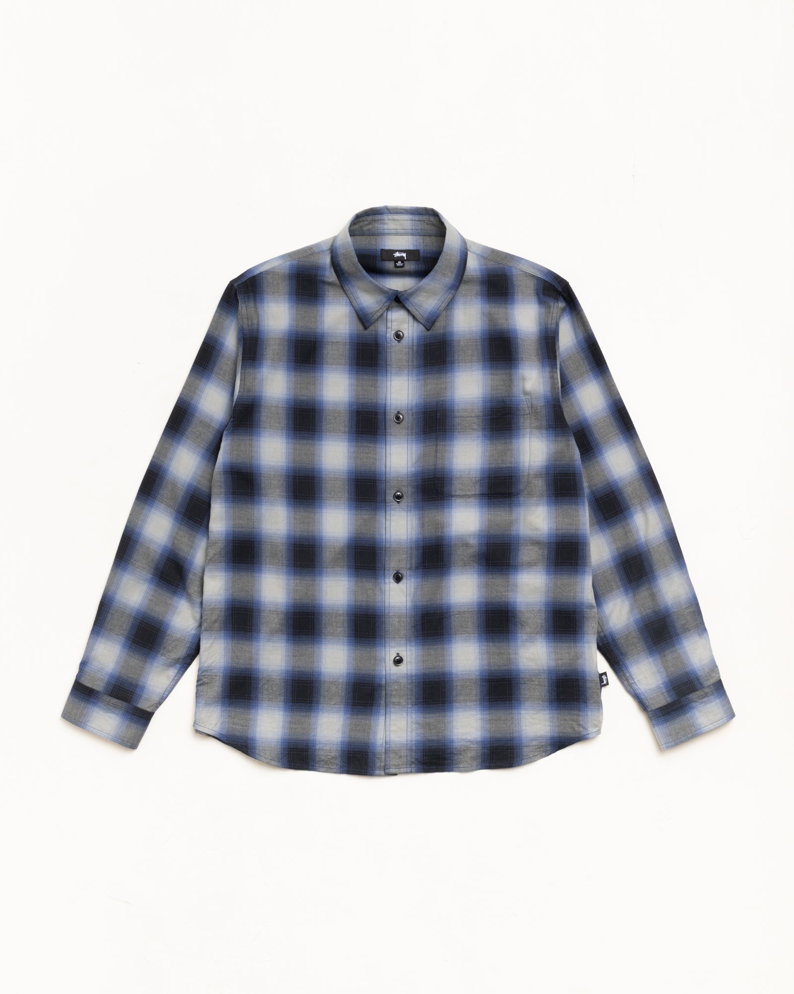 Stussy Men's Beach Ombre Plaid Shirt Black