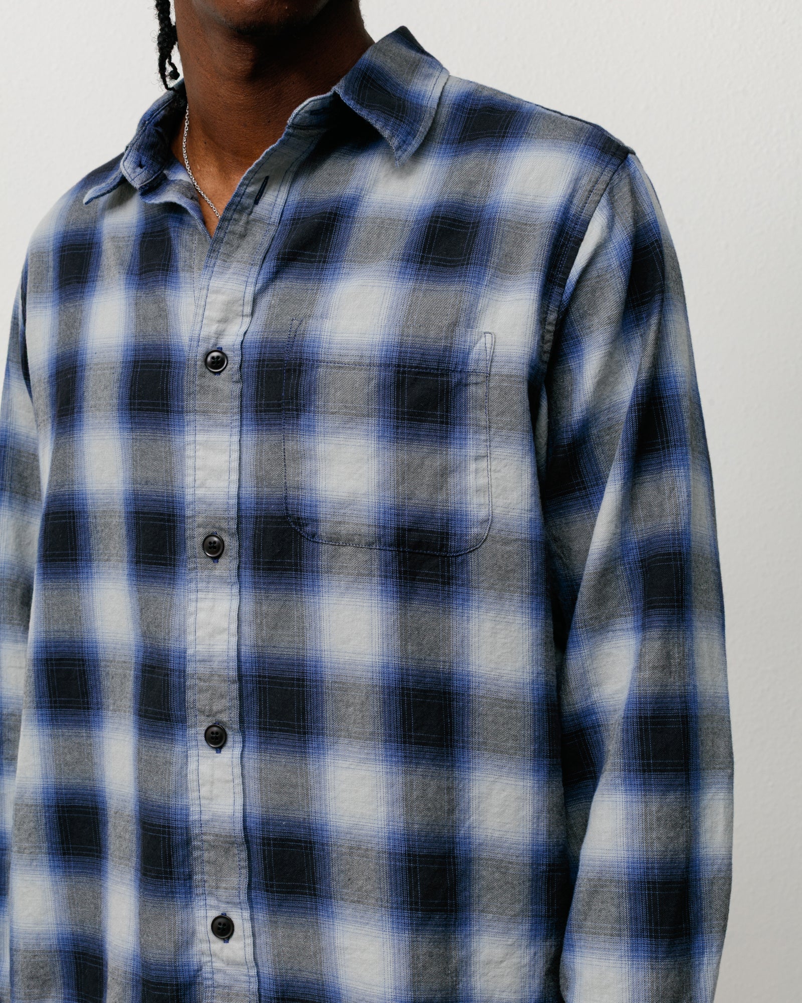 Stussy Men's Beach Ombre Plaid Shirt Black