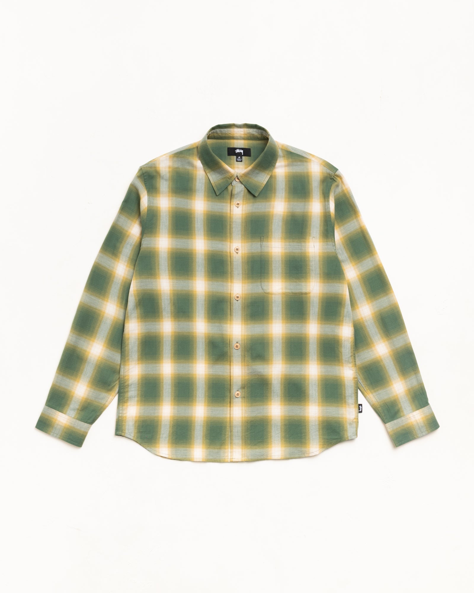 Stussy Men's Beach Ombre Plaid Shirt Green