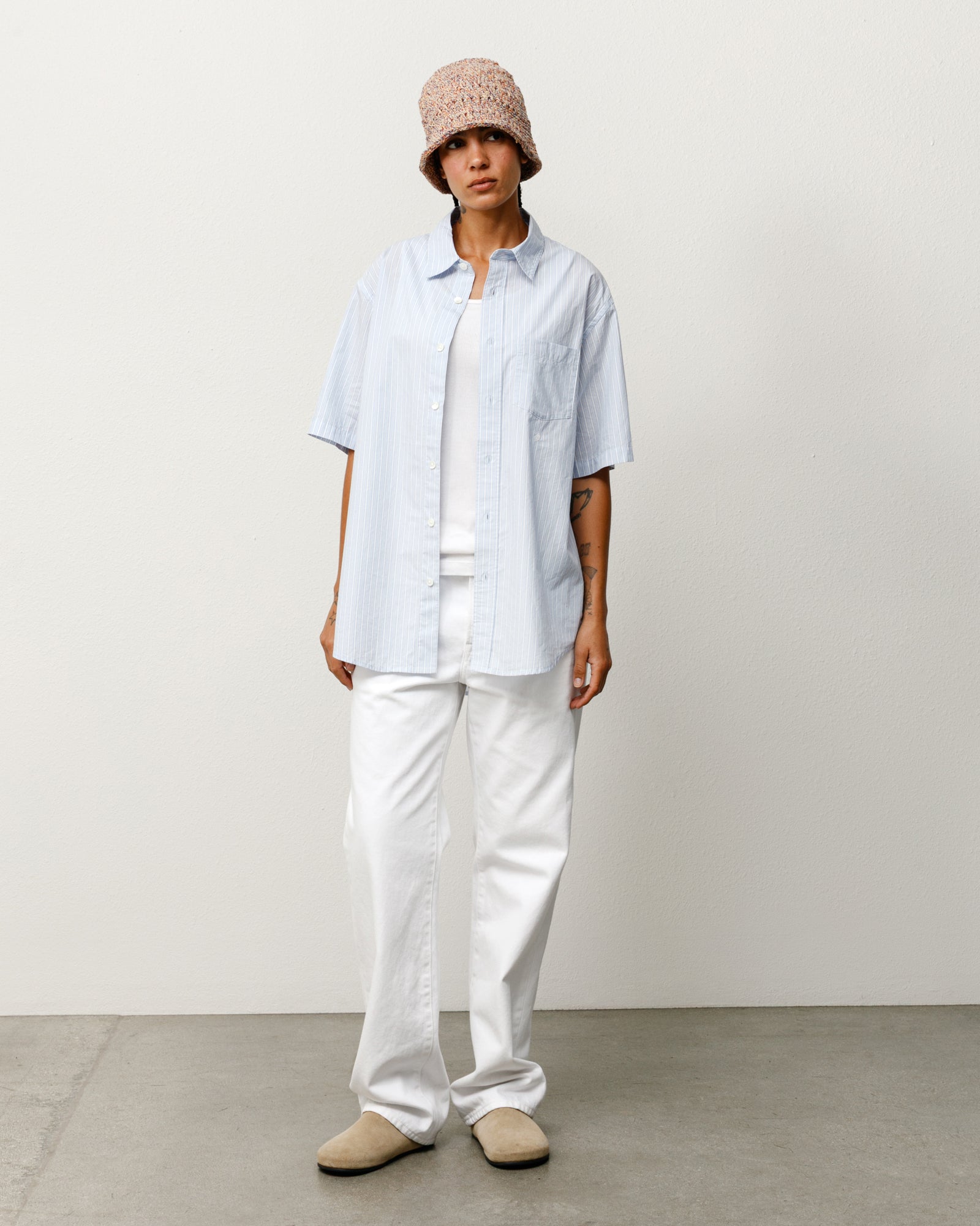 Stussy Men's Standard SS Shirt Blue Stripe