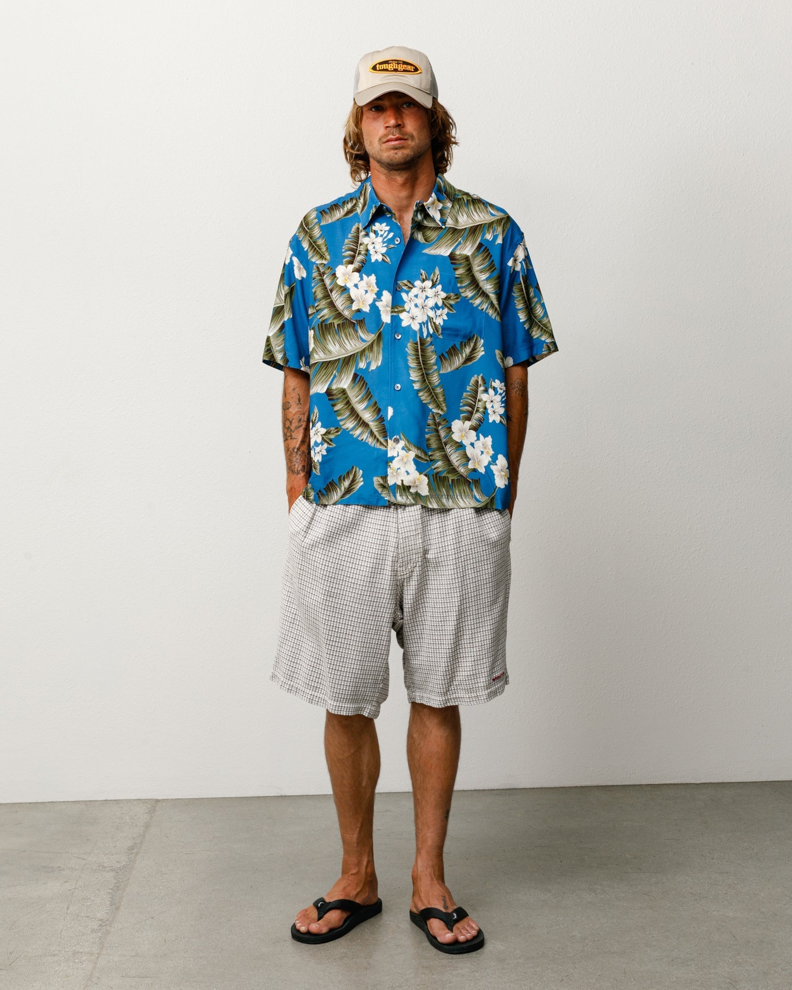 Stussy Unisex Hawaiian Floral SS Shirt Blue