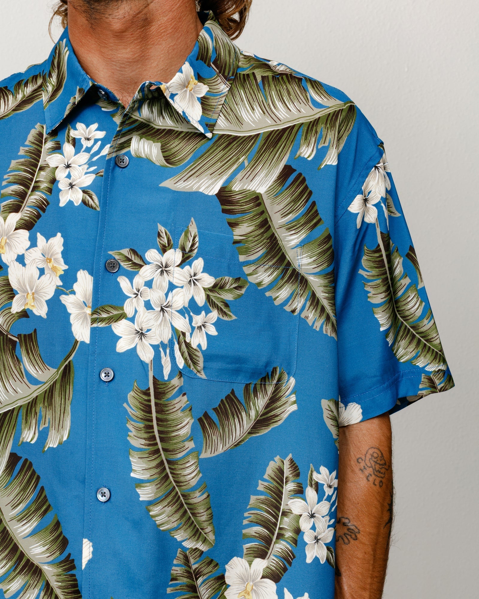 Stussy Unisex Hawaiian Floral SS Shirt Blue