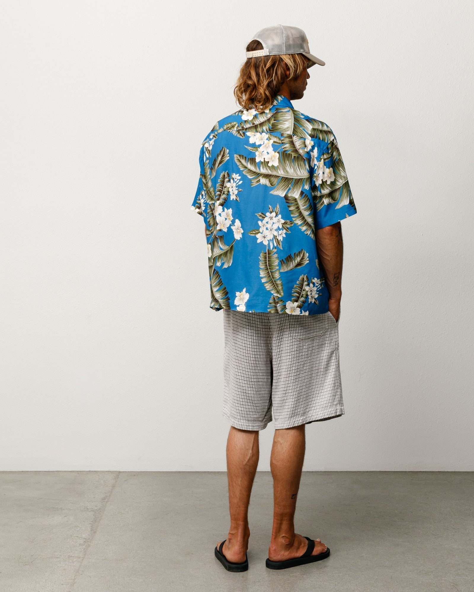 Stussy Unisex Hawaiian Floral SS Shirt Blue