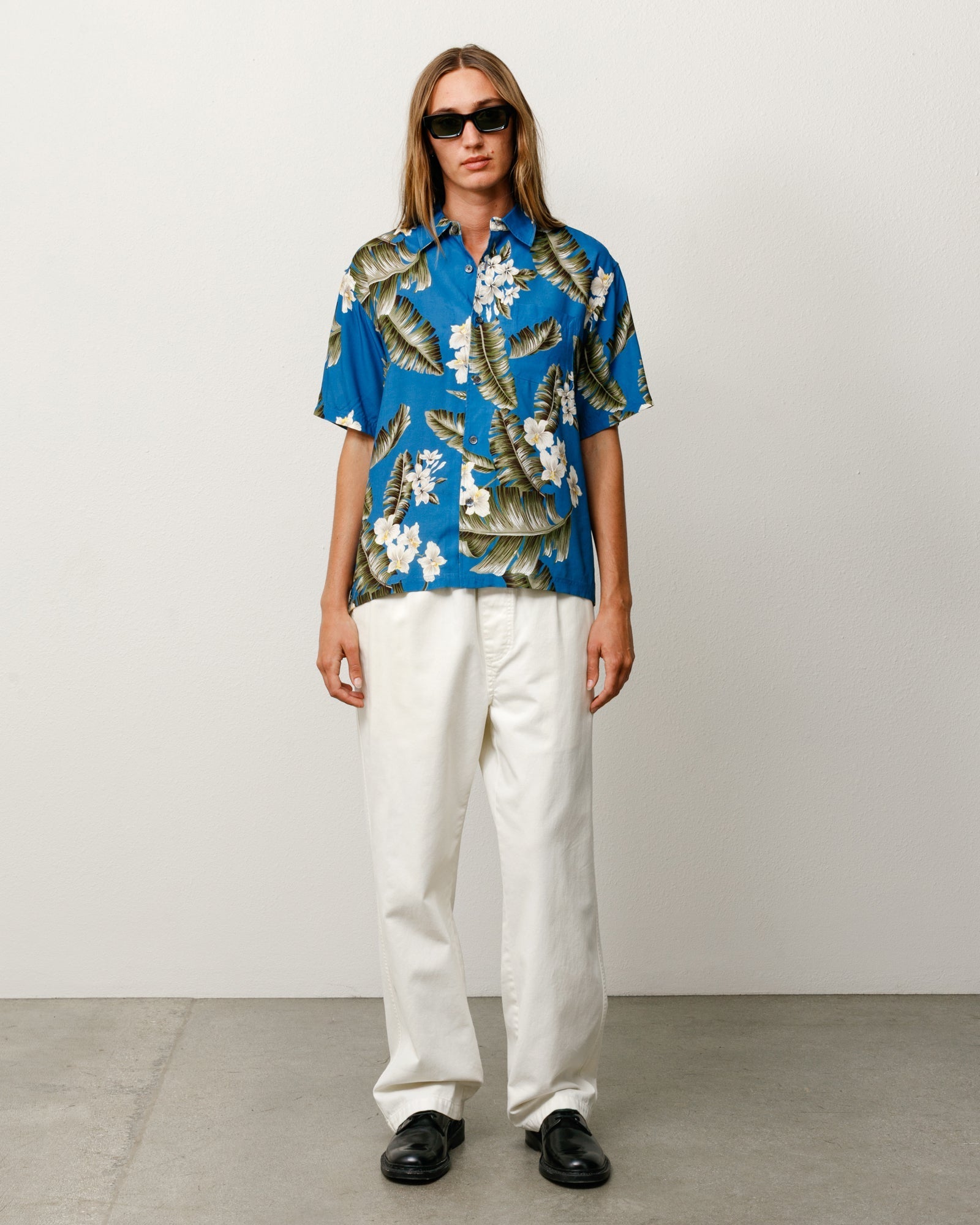 Stussy Unisex Hawaiian Floral SS Shirt Blue