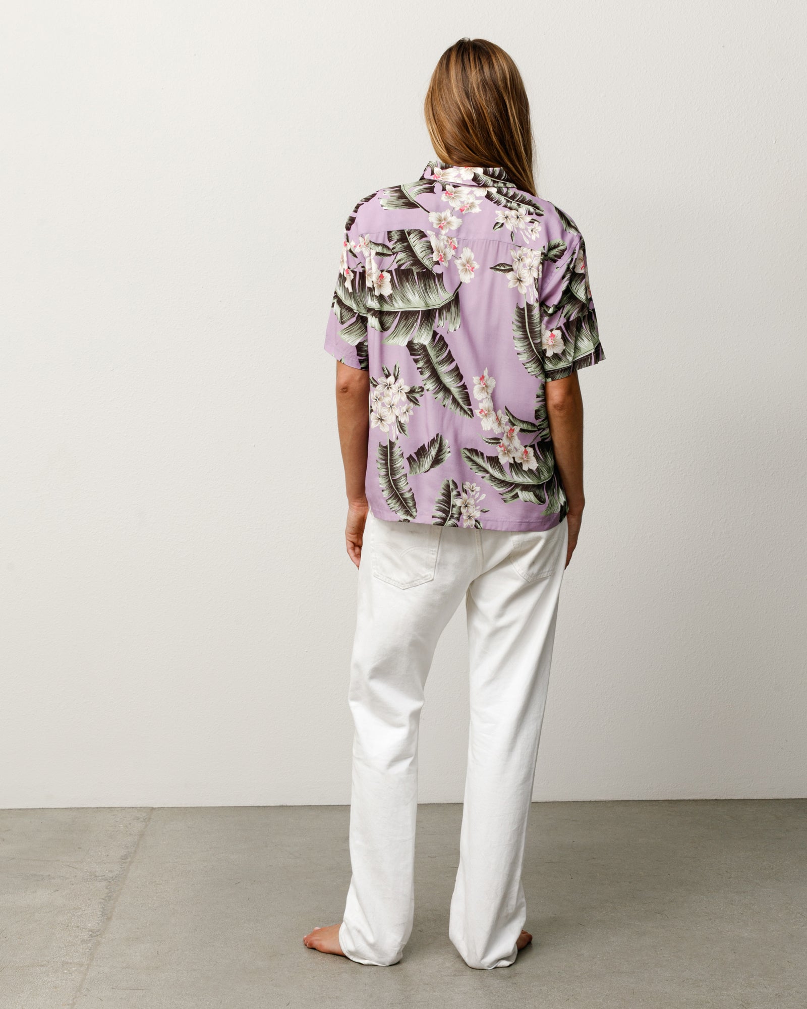 Stussy Men's Hawaiian Floral SS Shirt Lavender
