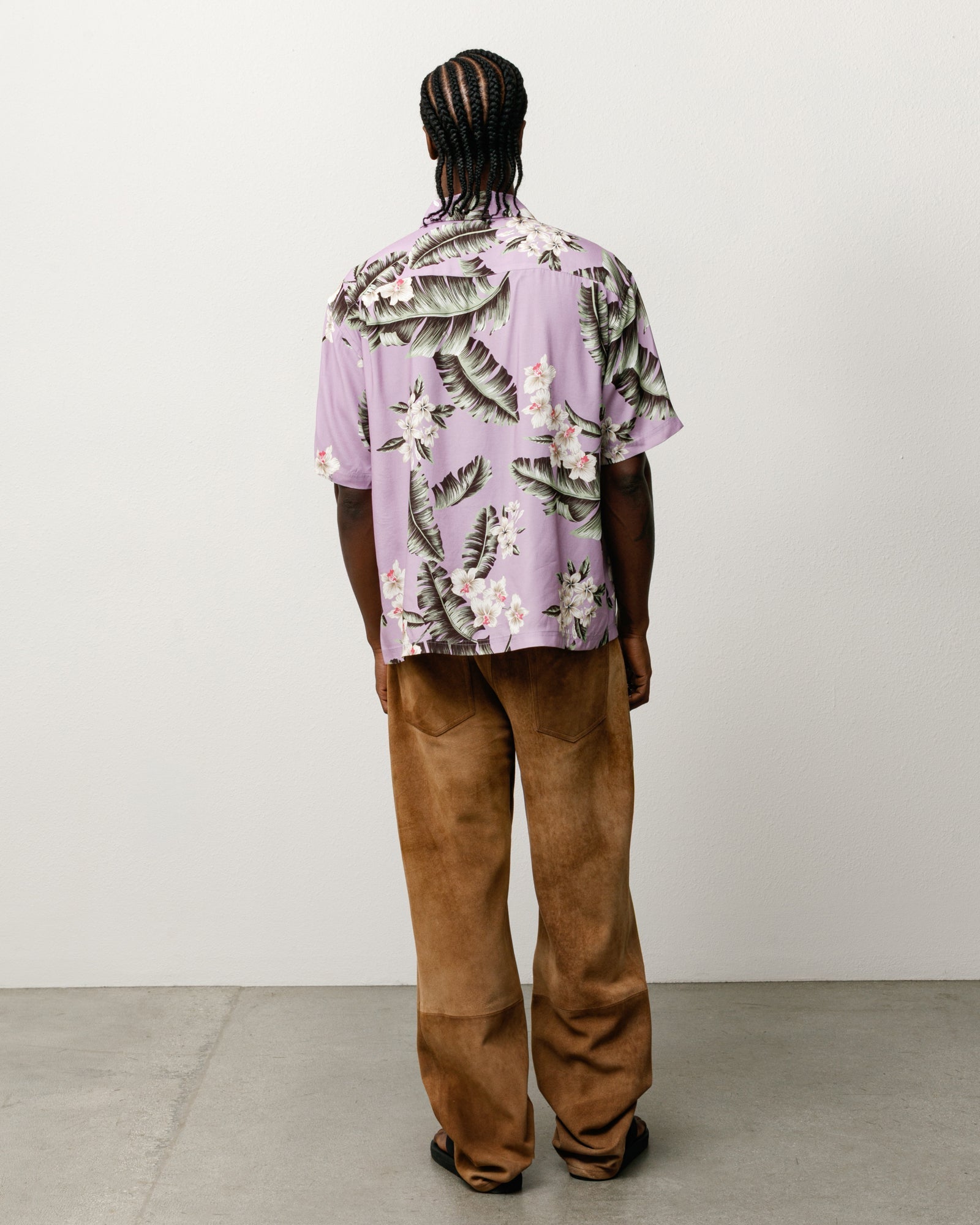 Stussy Men's Hawaiian Floral SS Shirt Lavender
