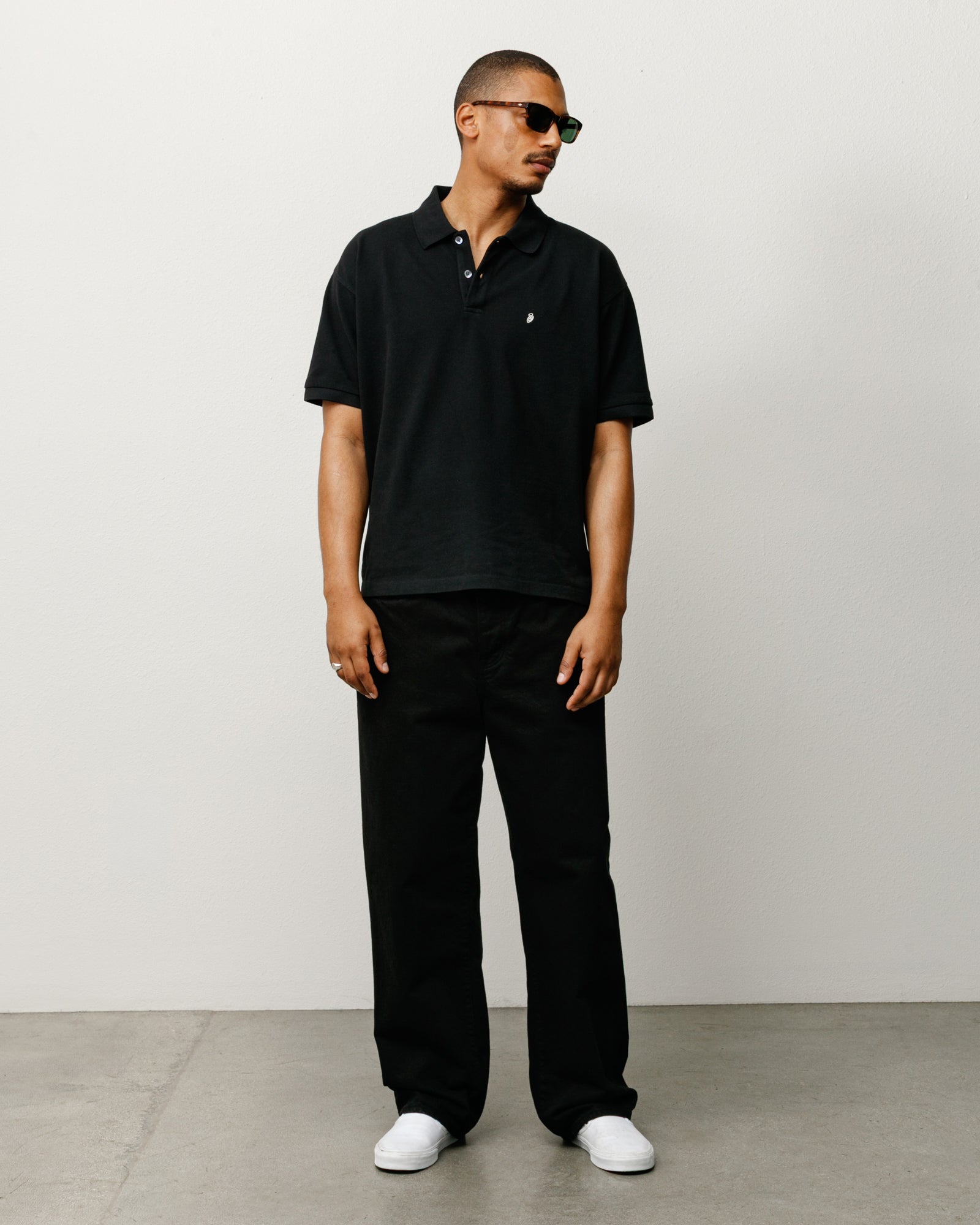 Stussy Unisex Classic Pique Polo Black