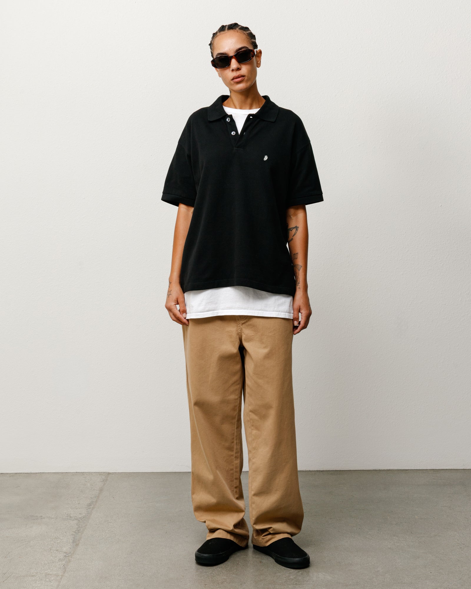 Stussy Unisex Classic Pique Polo Black