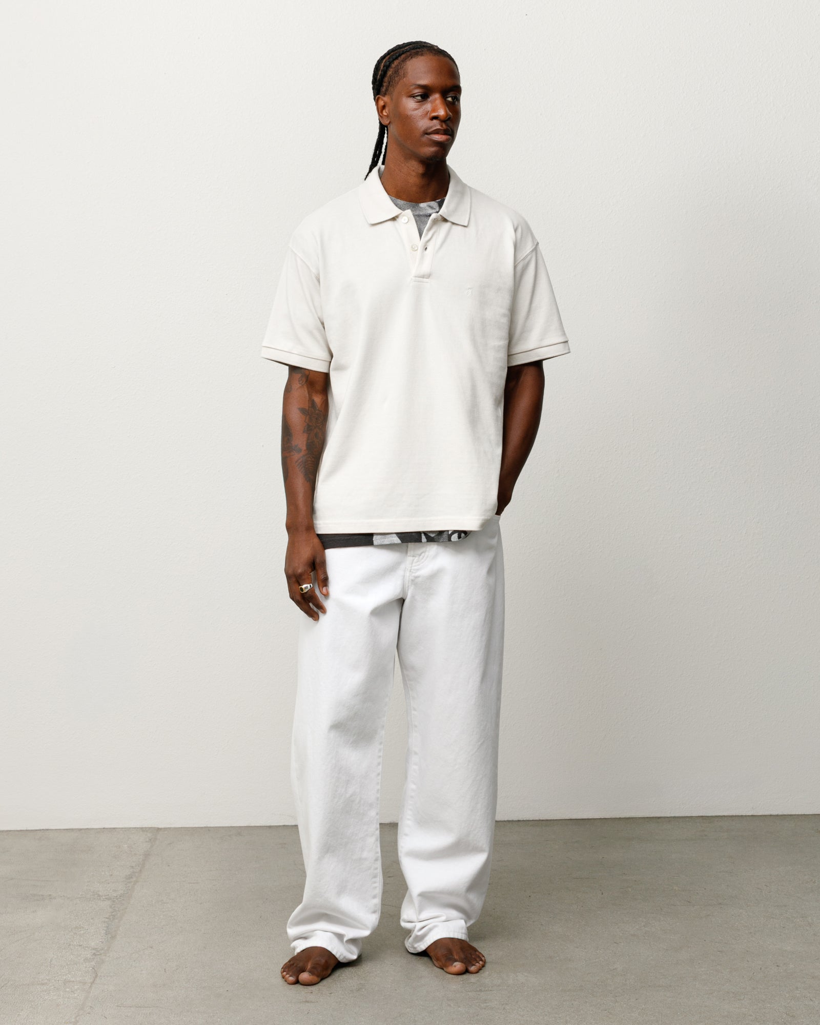 Stussy Men's Classic Pique Polo Off White