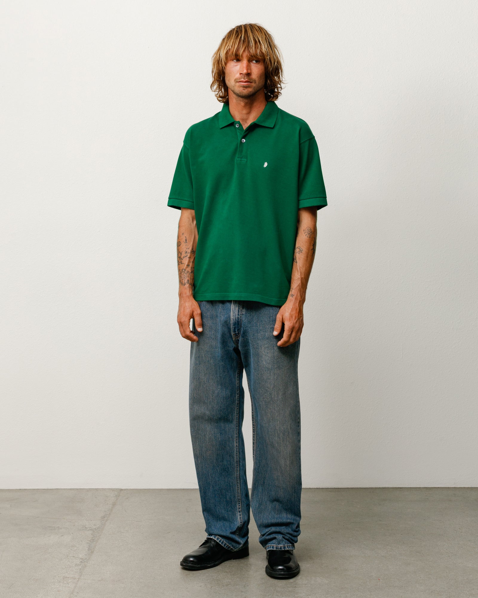 Stussy Men's Classic Pique Polo Pine