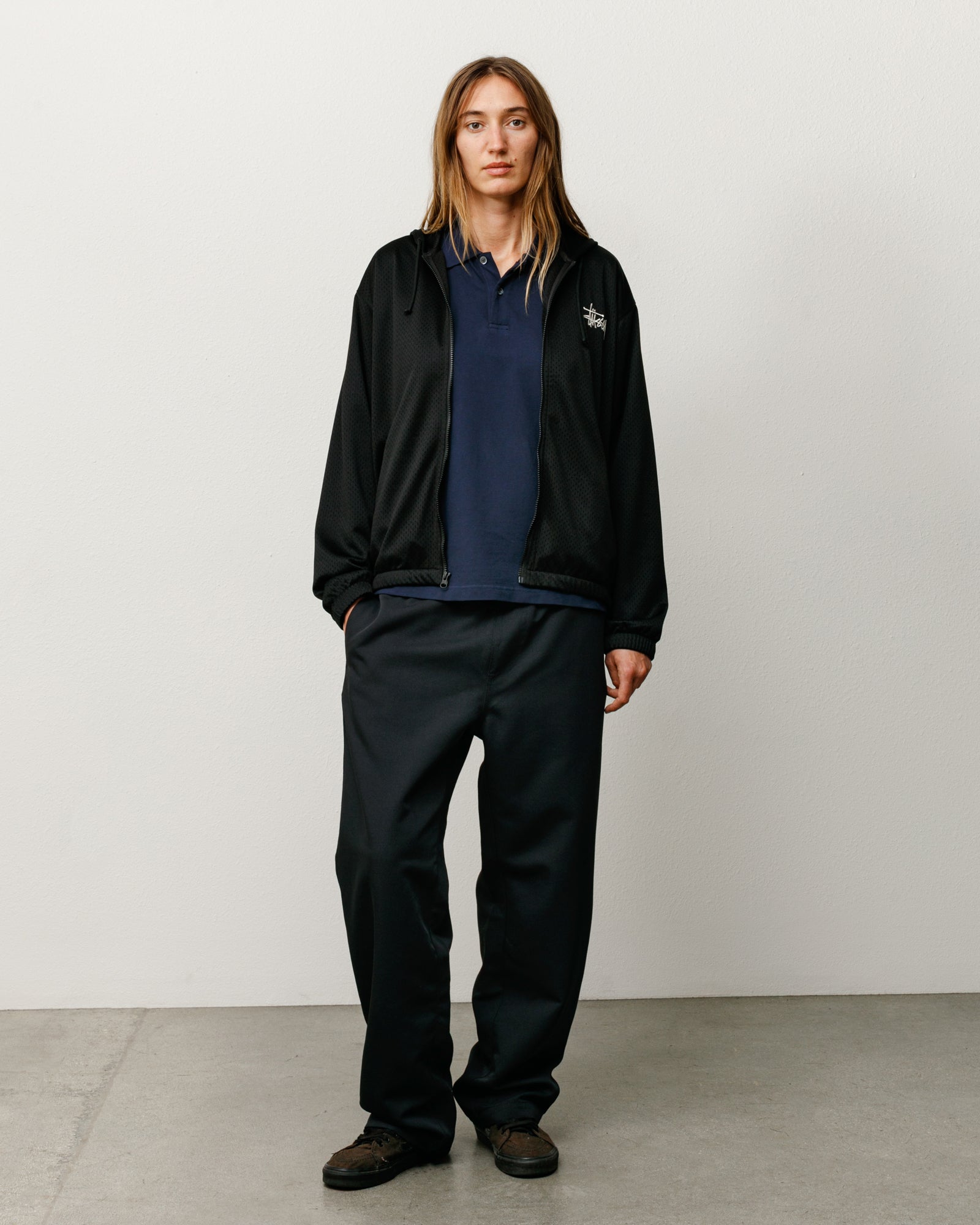 Stussy Men's Athletic Mesh Zip Hoodie Black