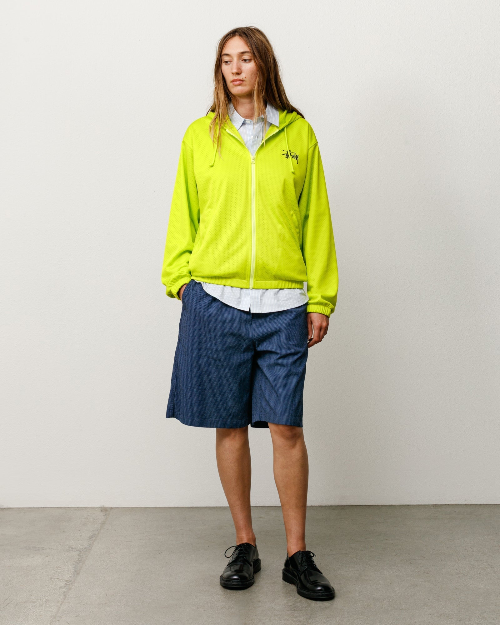 Stussy Men's Athletic Mesh Zip Hoodie Safety Green