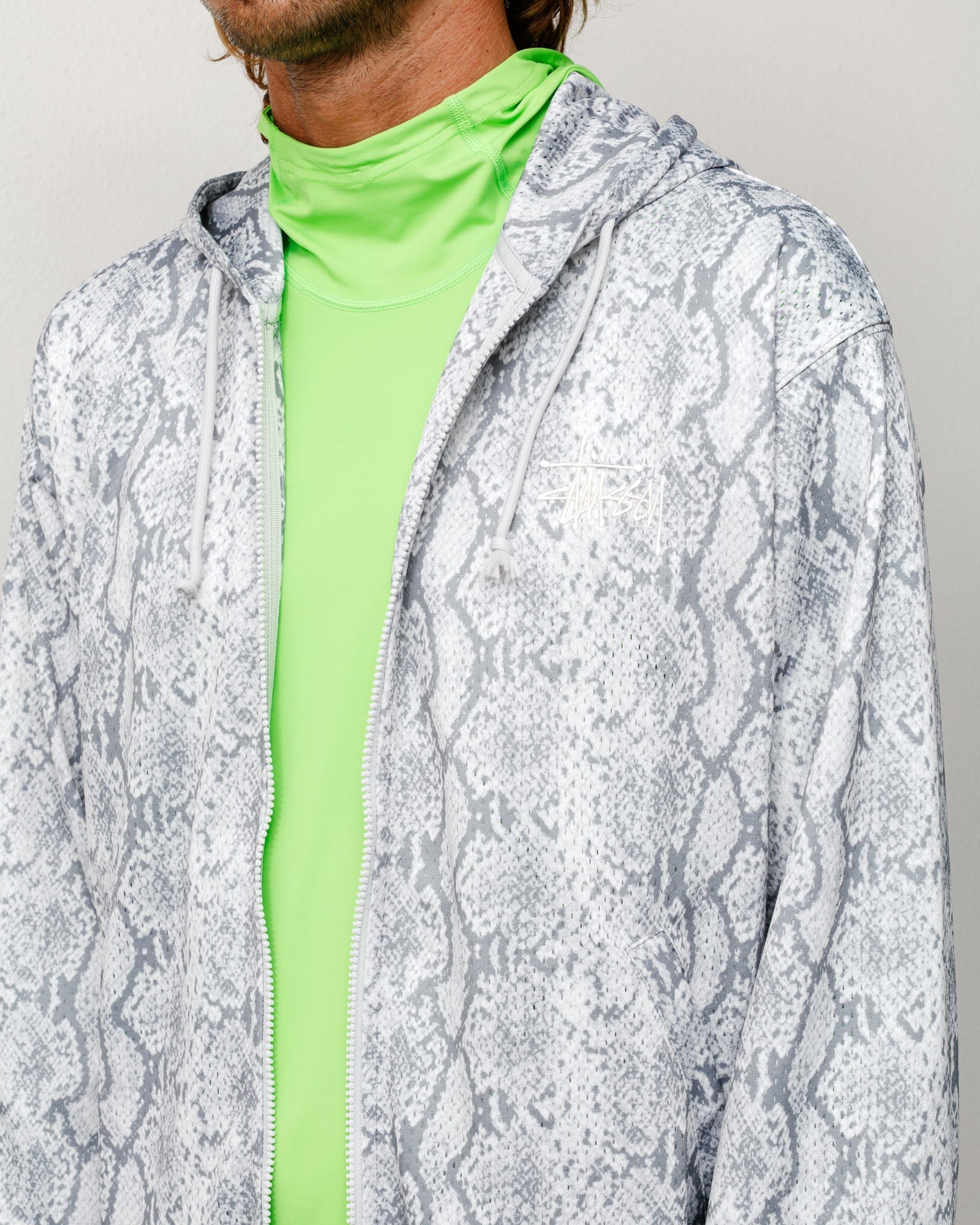 Stussy Men's Athletic Mesh Zip Hoodie Snake
