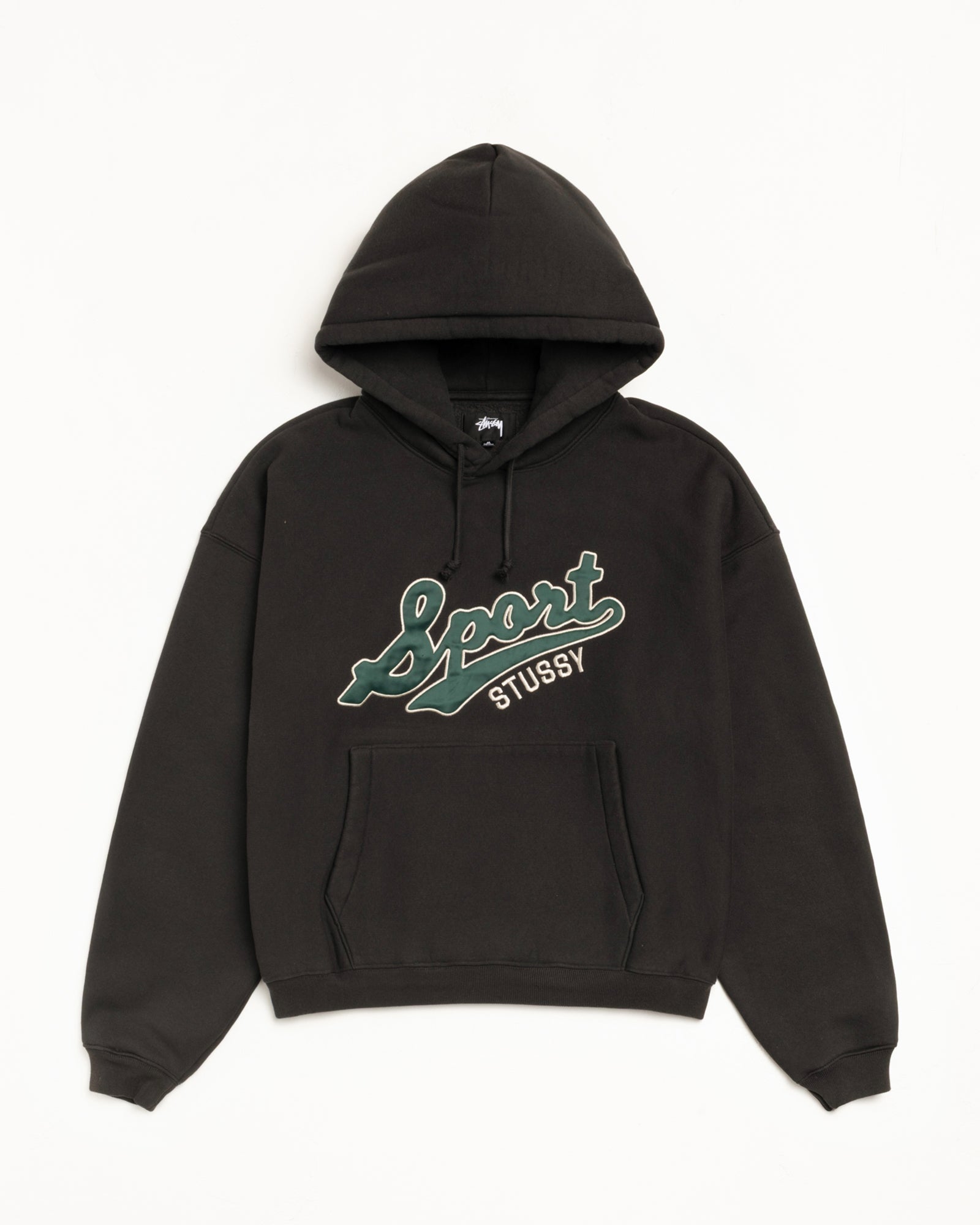 Stussy Unisex Satin Patch Hoodie Washed Black