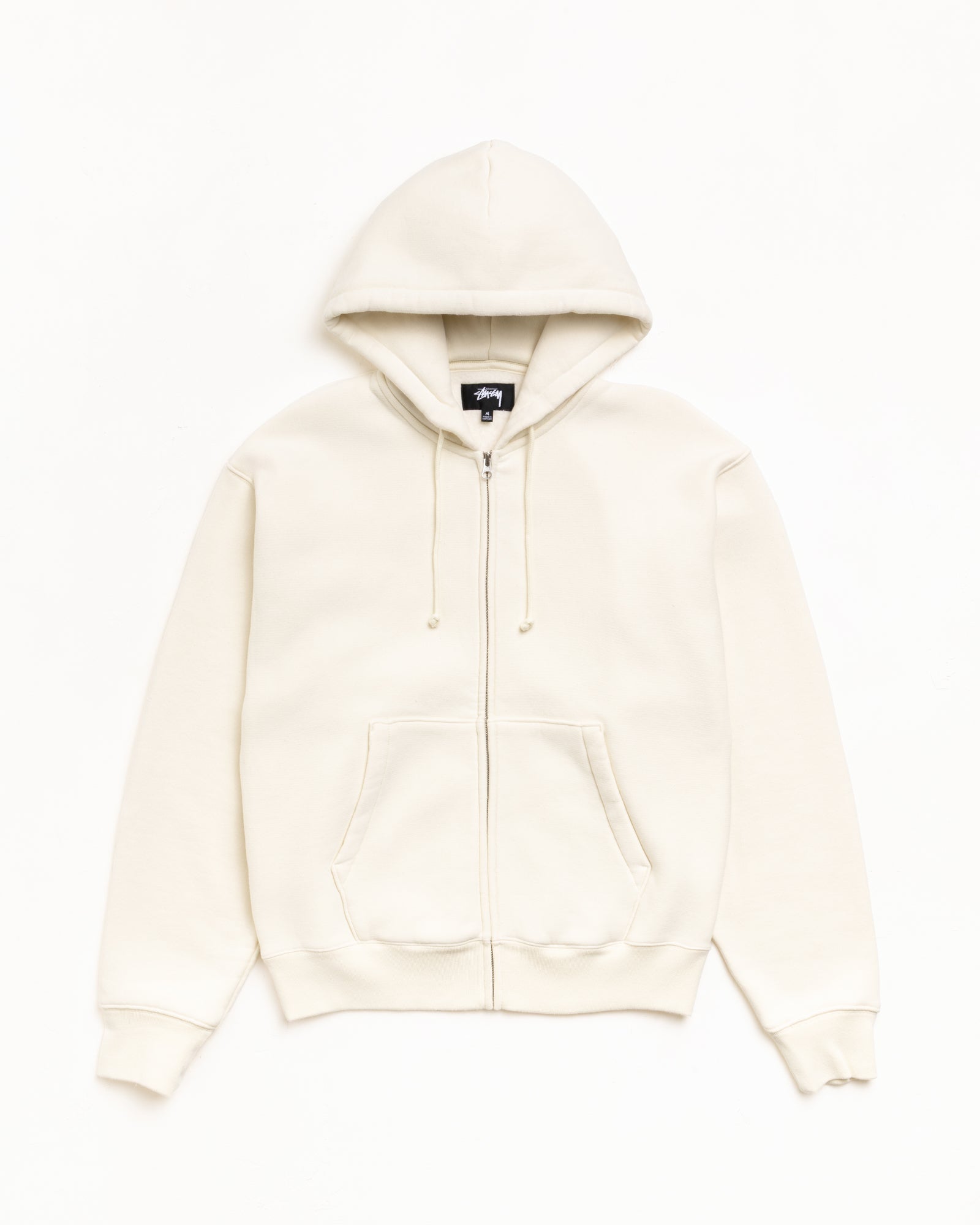 Stussy Unisex Cursive Applique Zip Hoodie Natural