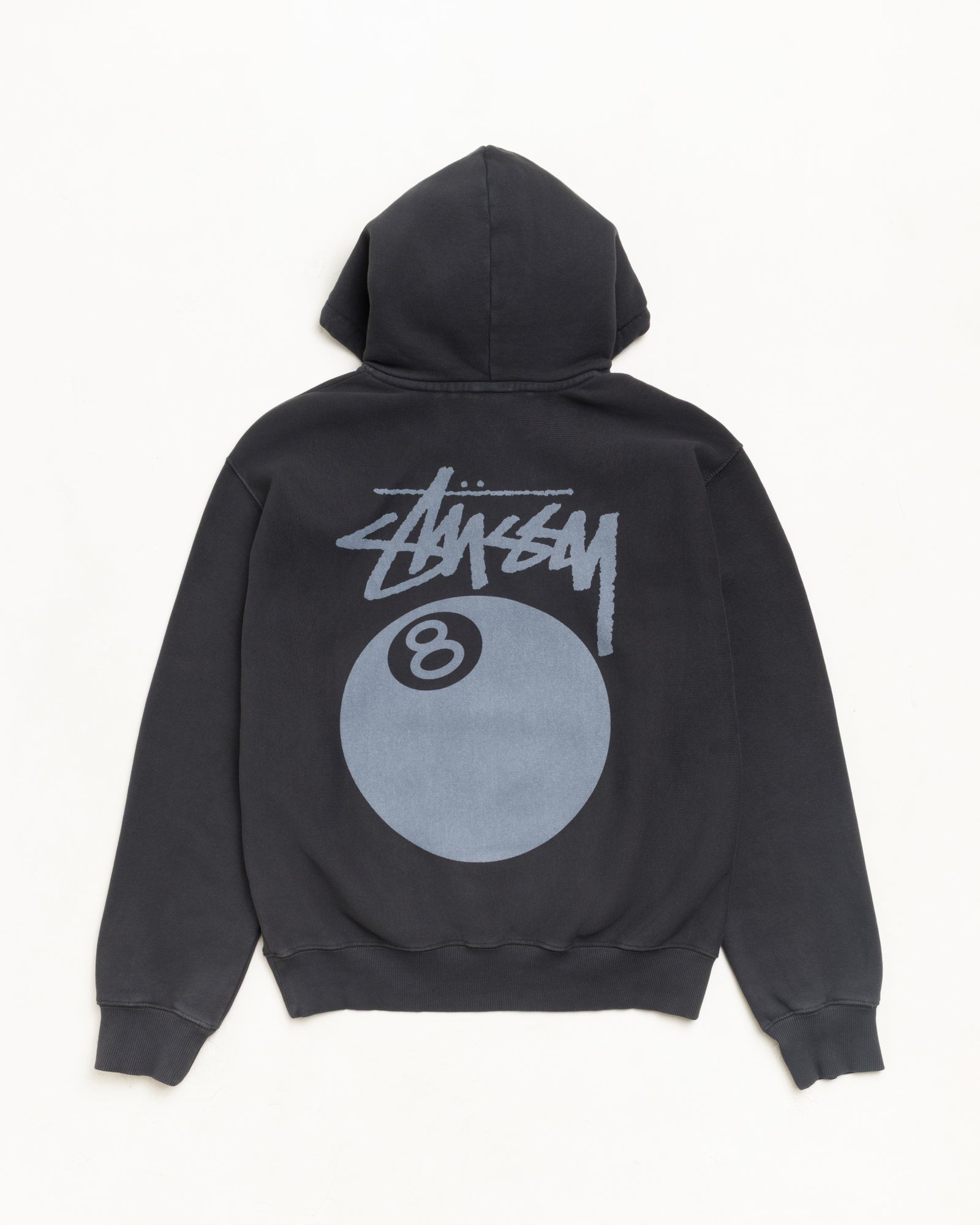 Stussy Men's 8 Ball Hoodie Garment Dyed Faded Black
