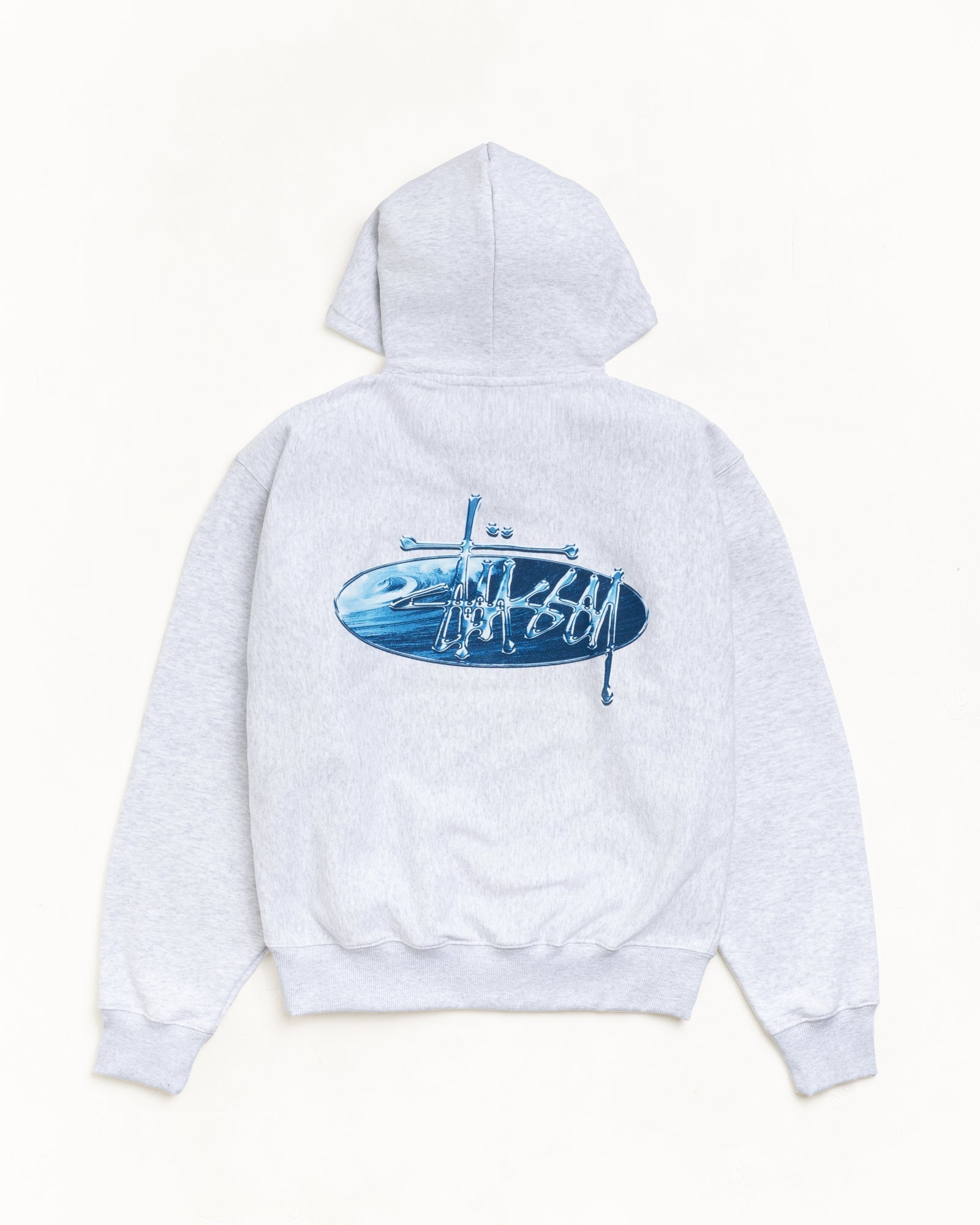 Stussy Unisex Wave Oval Hoodie Ash Heather