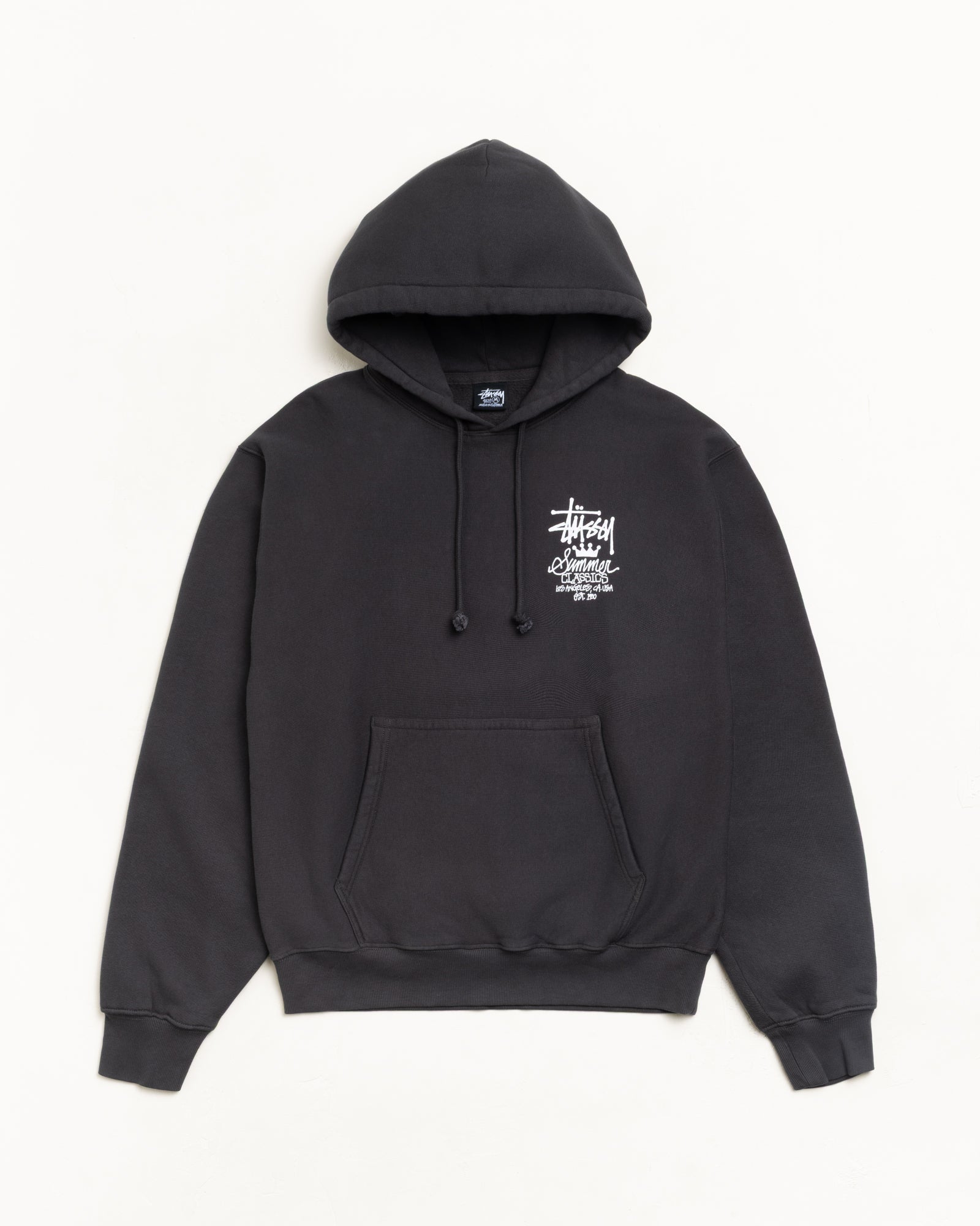 Stussy Unisex Summer Classics Garment Dyed Hoodie Faded Black