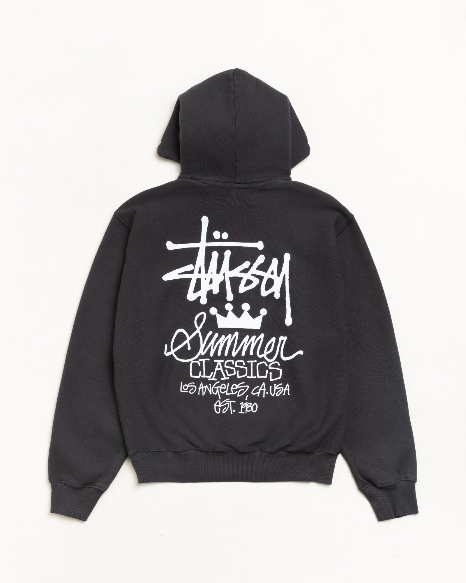 Stussy Unisex Summer Classics Garment Dyed Hoodie Faded Black