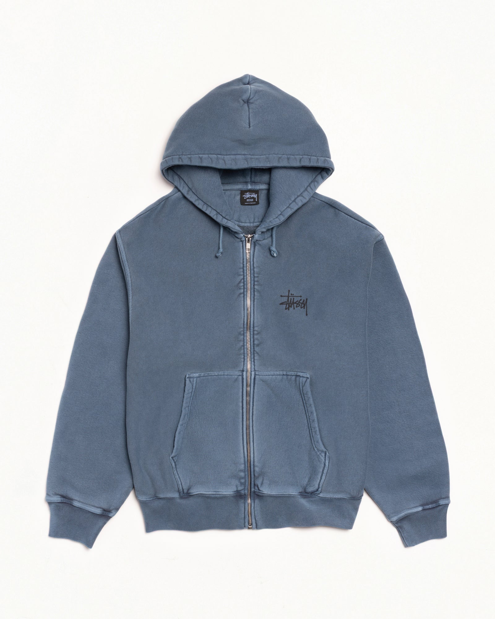 Stussy Men's Basic Zip Hoodie Pigment Dyed Navy
