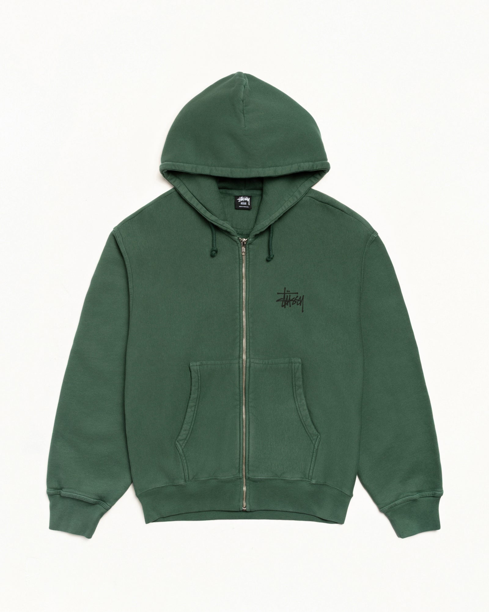Stussy Men's Basic Zip Hoodie Pigment Dyed Pine