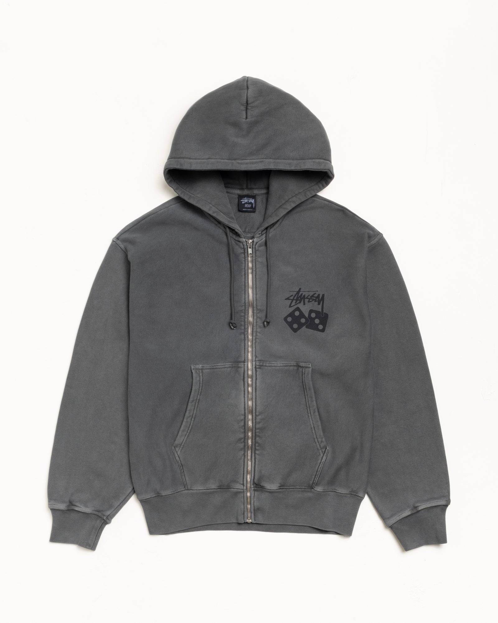 Stussy Unisex Dice Zip Hoodie Pigment Dyed Black