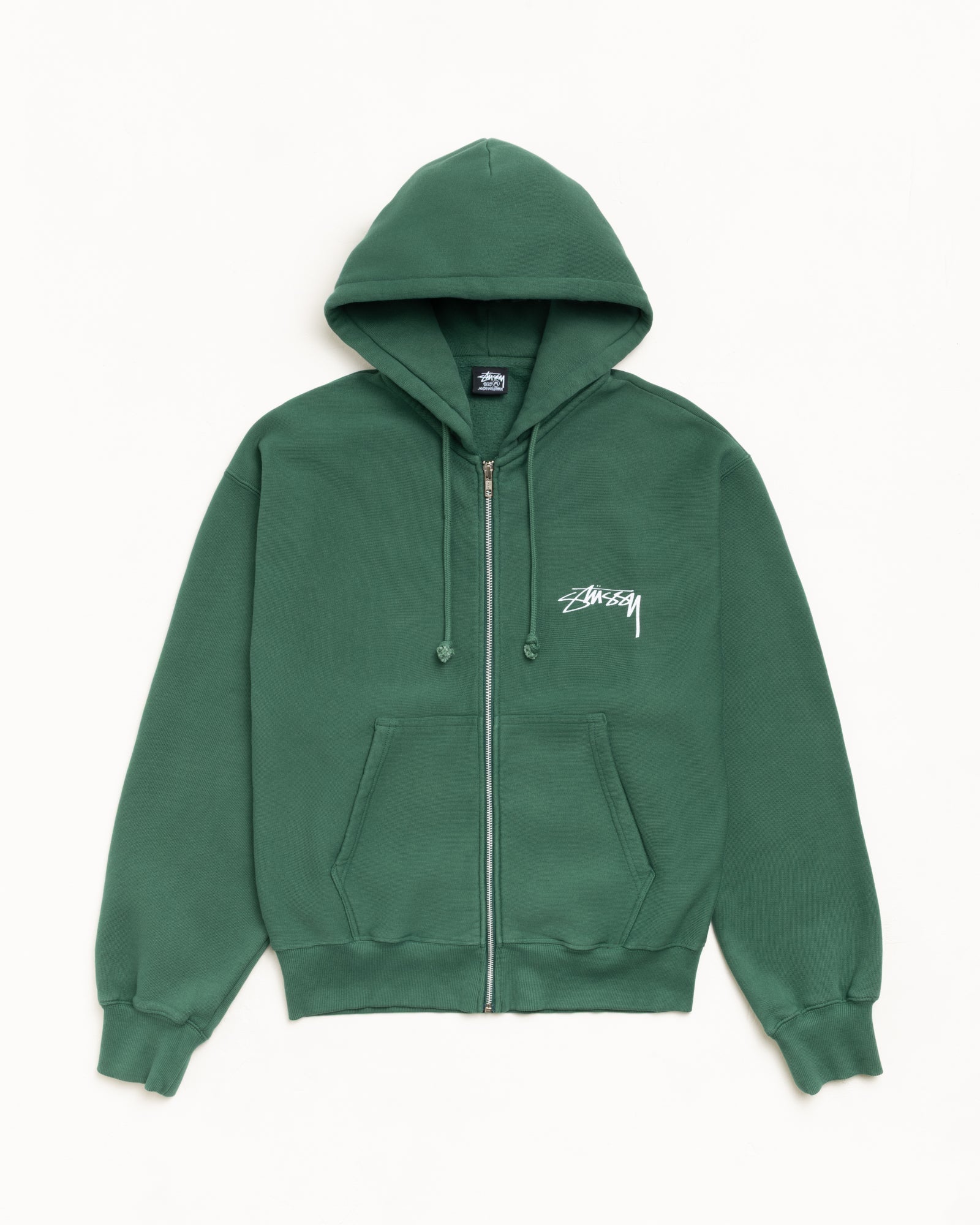 Stussy Men's Skate Stack Zip Hoodie Pigment Dyed Pine