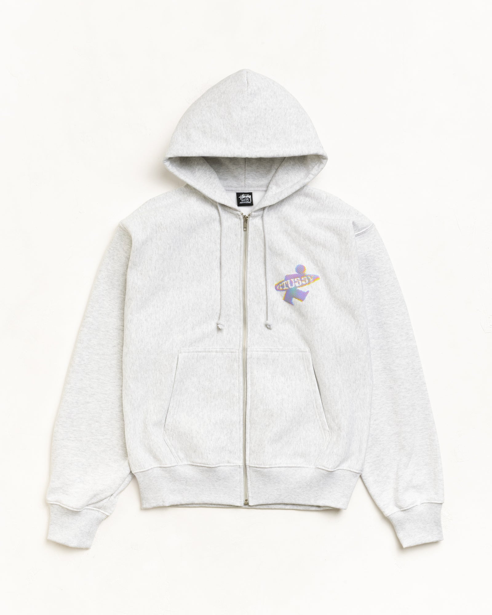 Stussy Unisex Dot Surf Puff Print Zip Hoodie Ash Heather