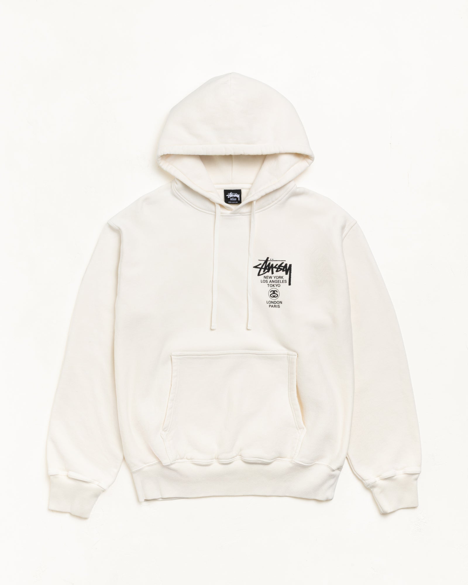 Stussy Men's World Tour Hoodie Pigment Dyed Natural