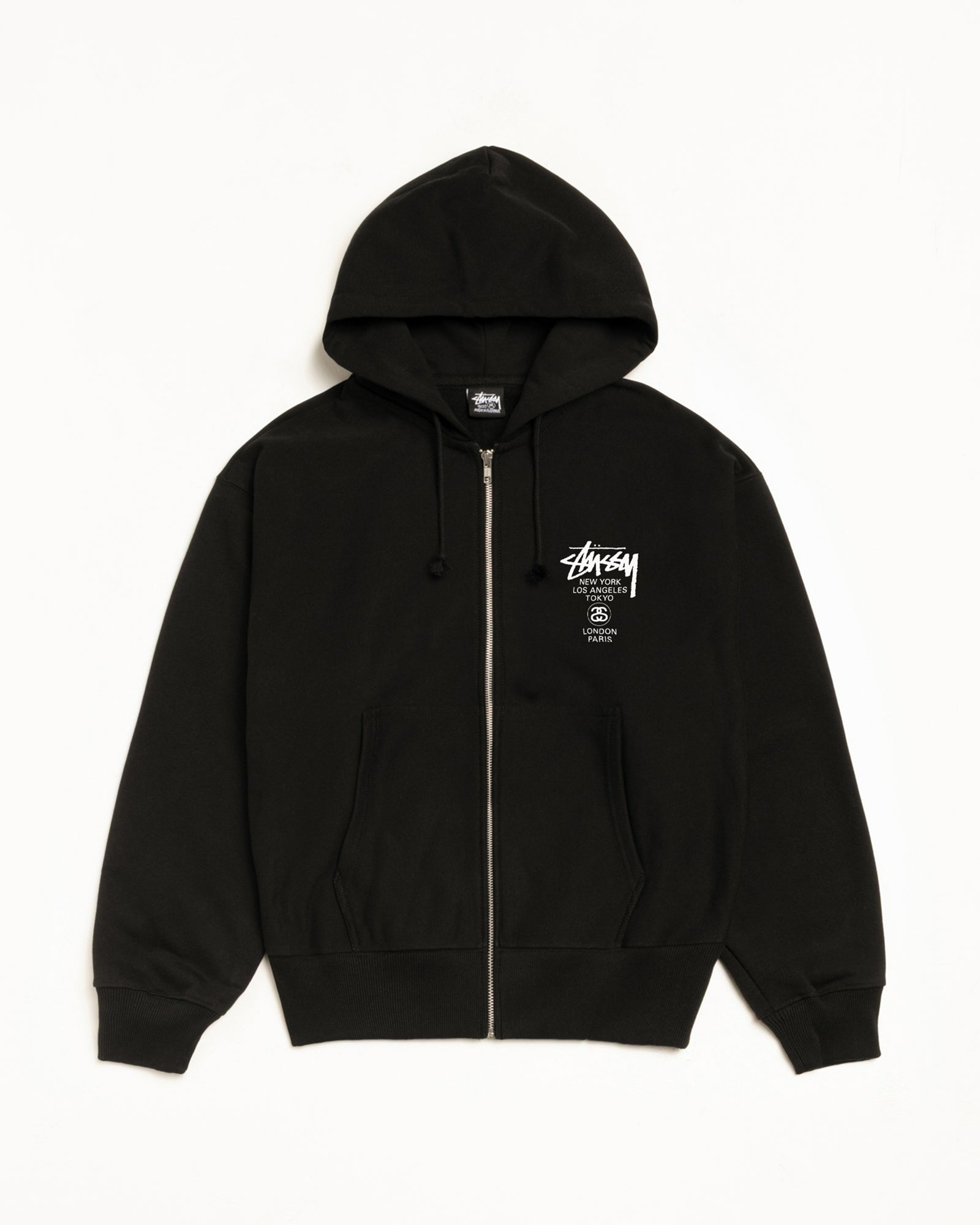 Stussy Unisex World Tour Zip Hoodie Black