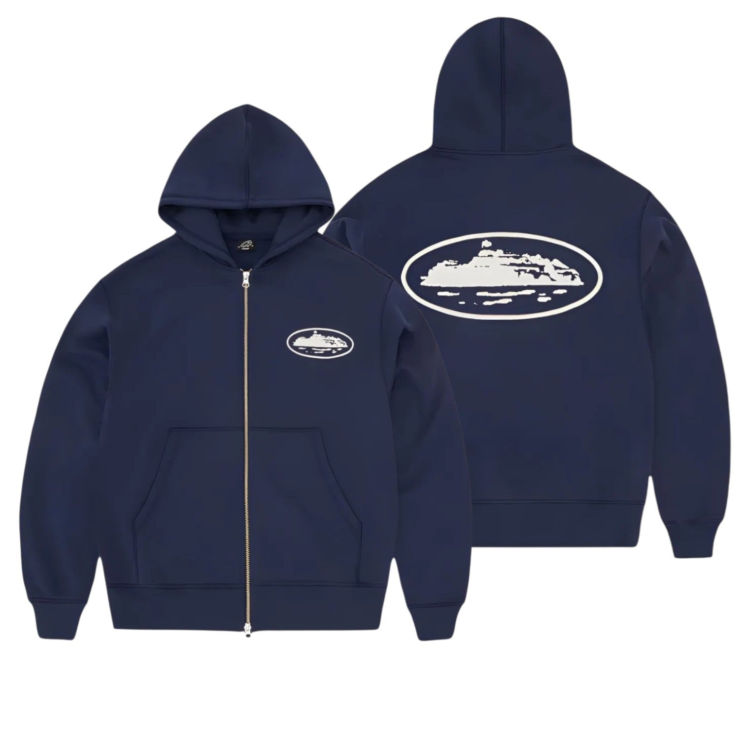 OFFCODE ARCHIVE USA Men's Island Puff Print Zip Hoodie Baby Blue