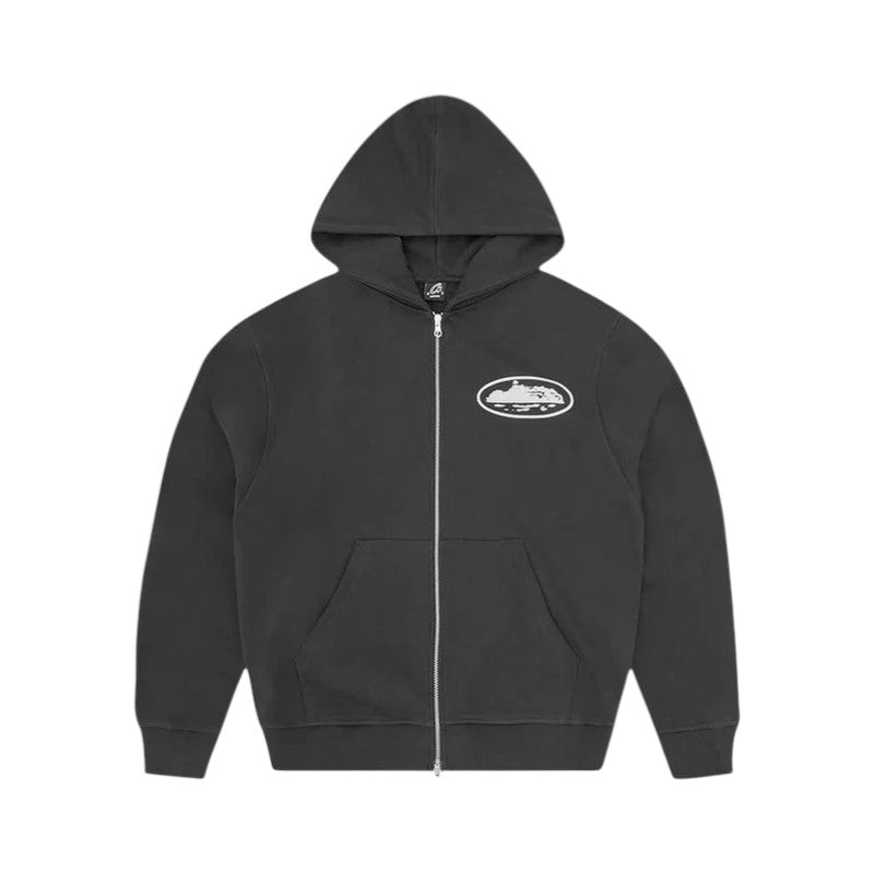 Men's Island Puff Print Zip Hoodie Black
