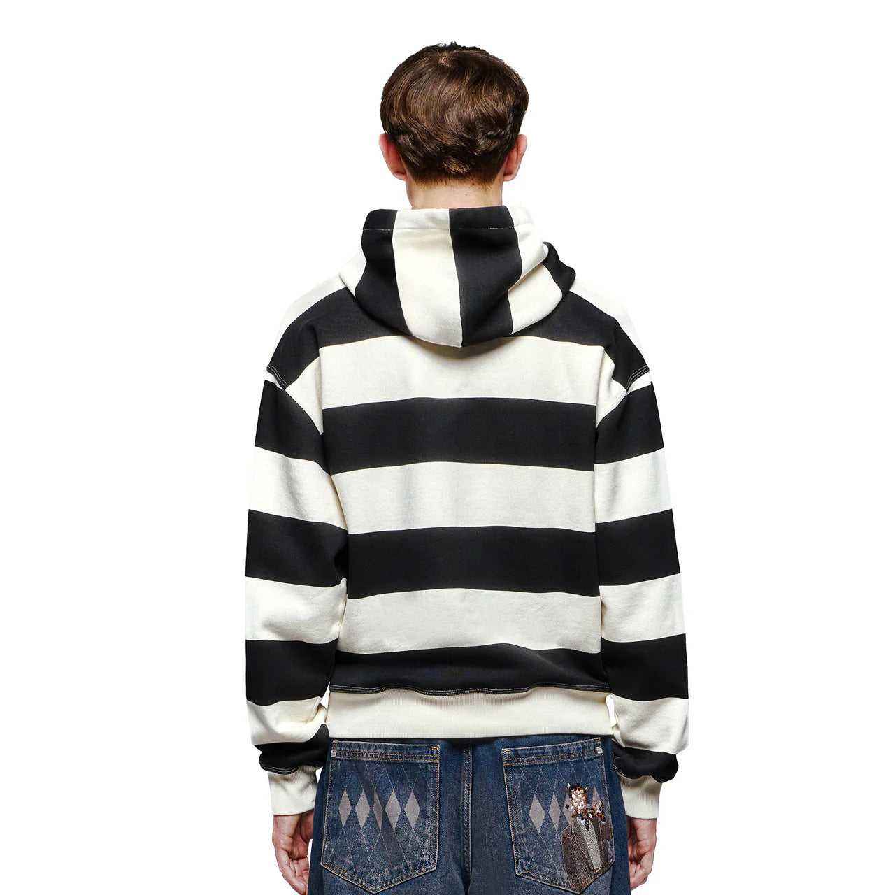 OFFCODE ARCHIVE USA Men's On Air Ecru-Navy Striped Hoodie