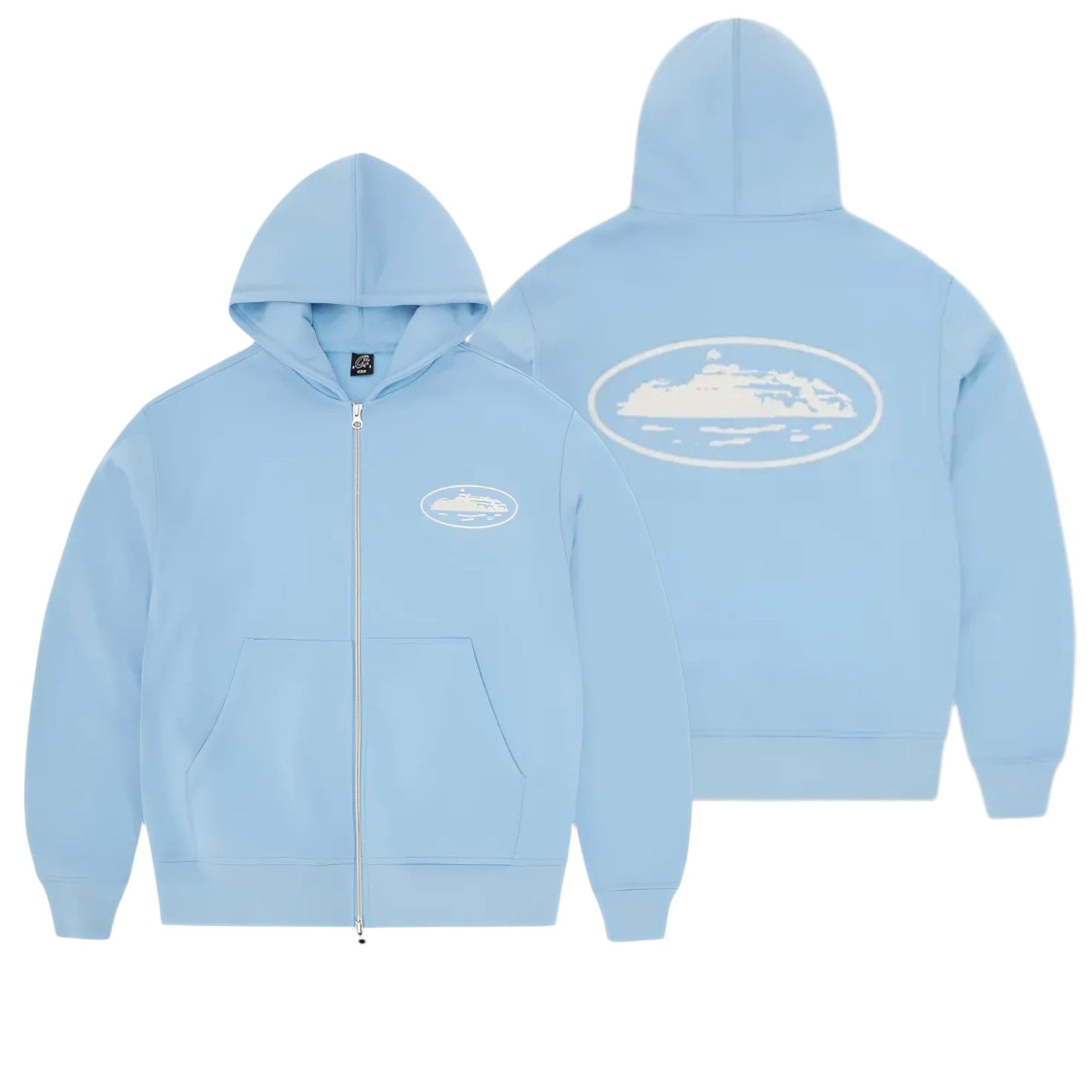 OFFCODE ARCHIVE USA Men's Island Puff Print Zip Hoodie Baby Blue