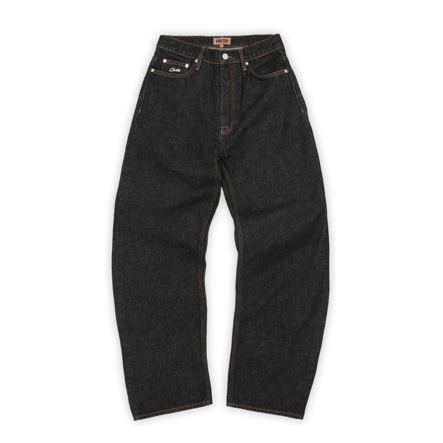 Men's Dual Stripe Baggy Jeans Washed Black