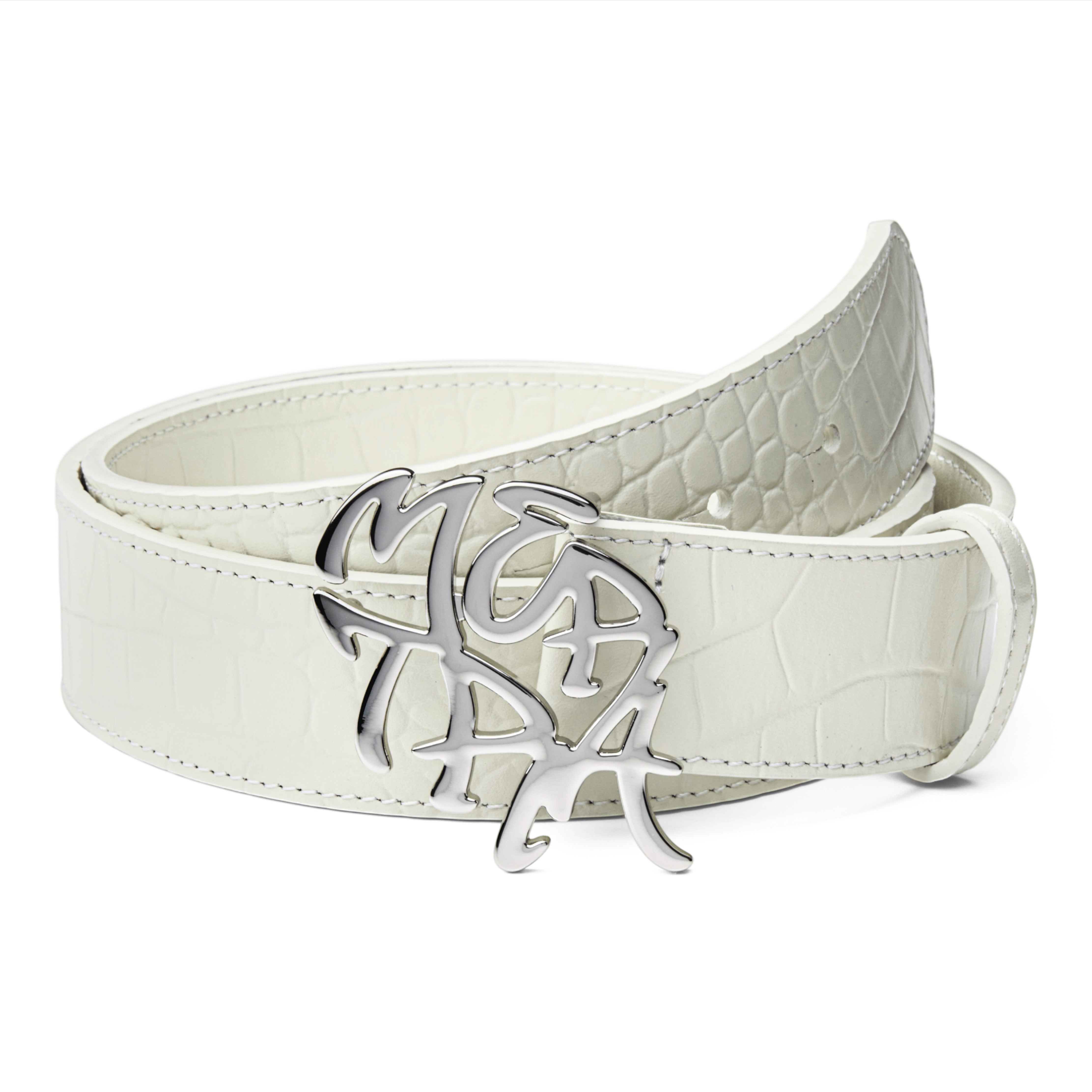 OFFCODE ARCHIVE USA Men's Alligator Skin Belt White