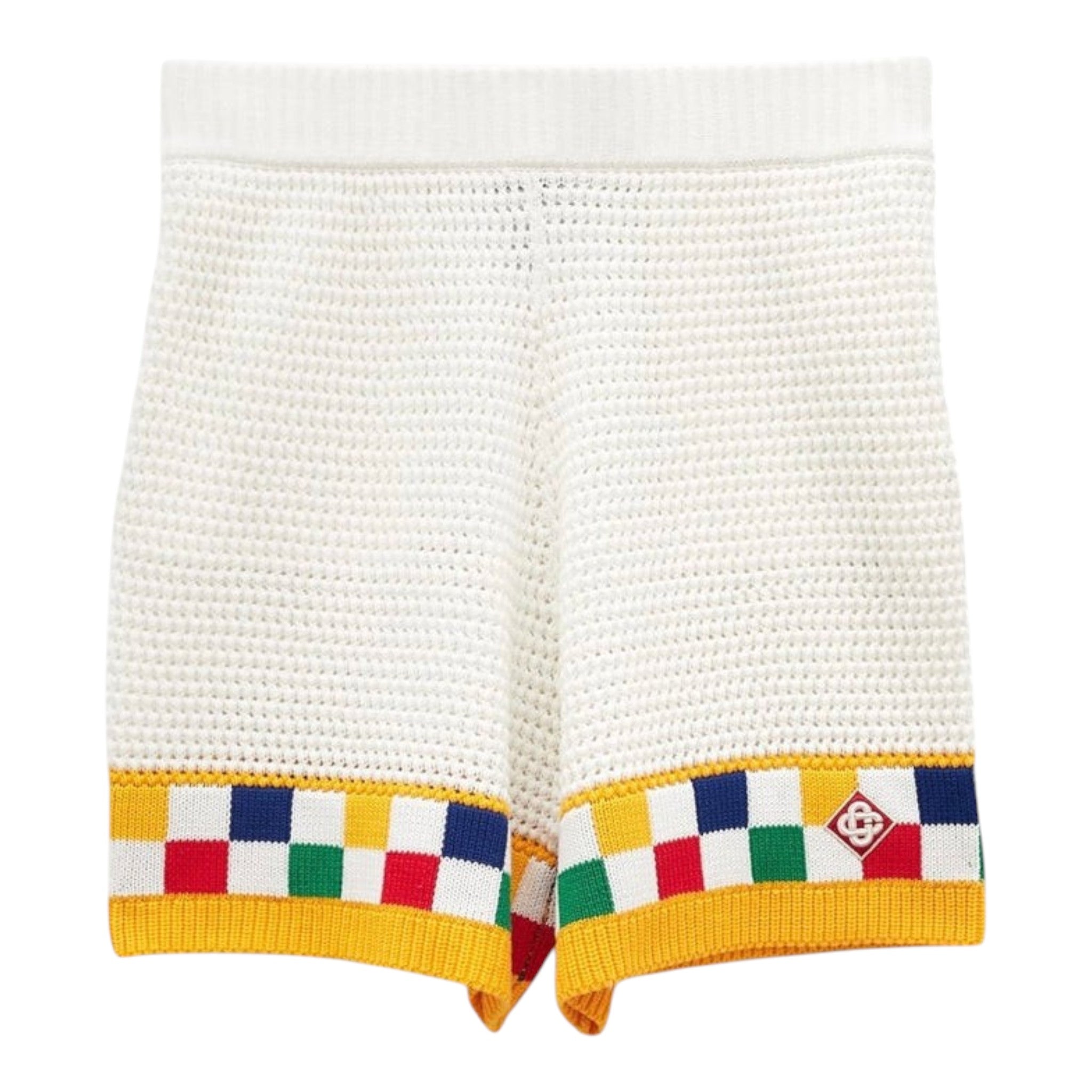 Casablanca Faux Crochet Shorts Yellow/White