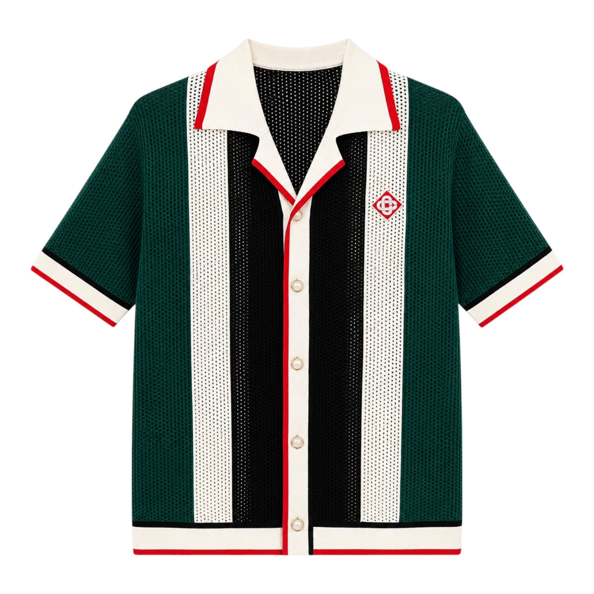 Casablanca Striped Mesh Short Sleeve Shirt