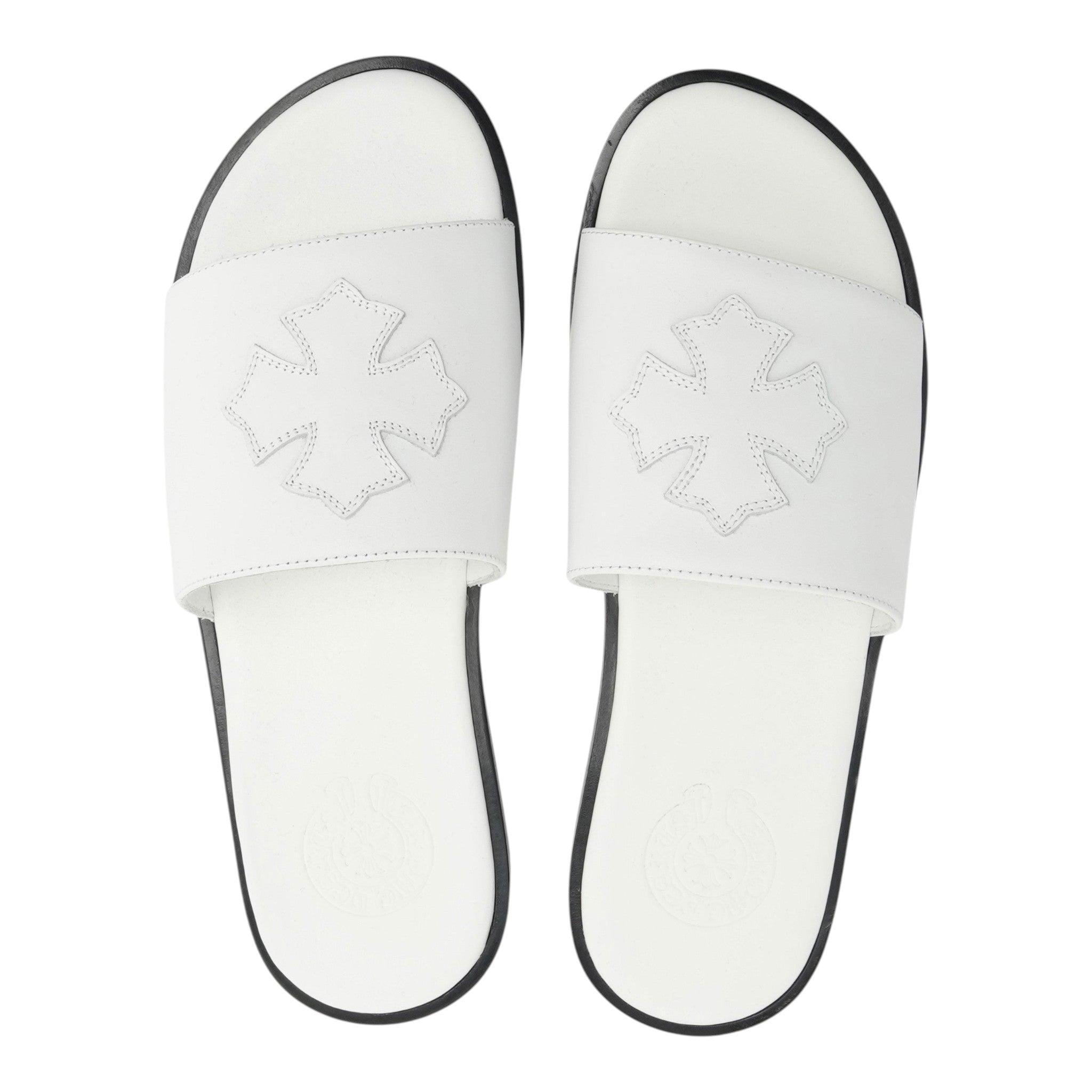 Plus Cross Patch Leather Slides