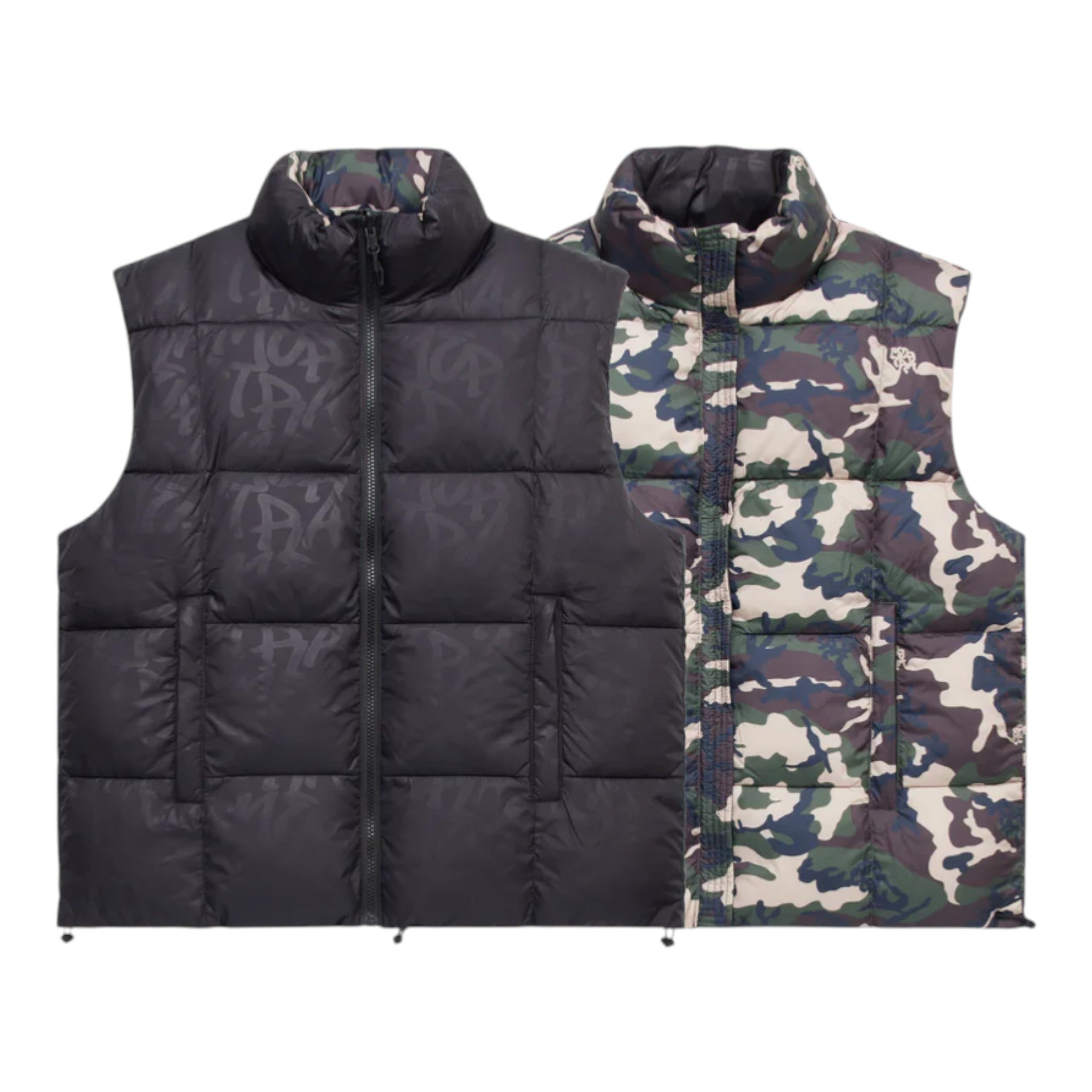 OFFCODE ARCHIVE USA Men's Reversible Camo Puffer Vest Black