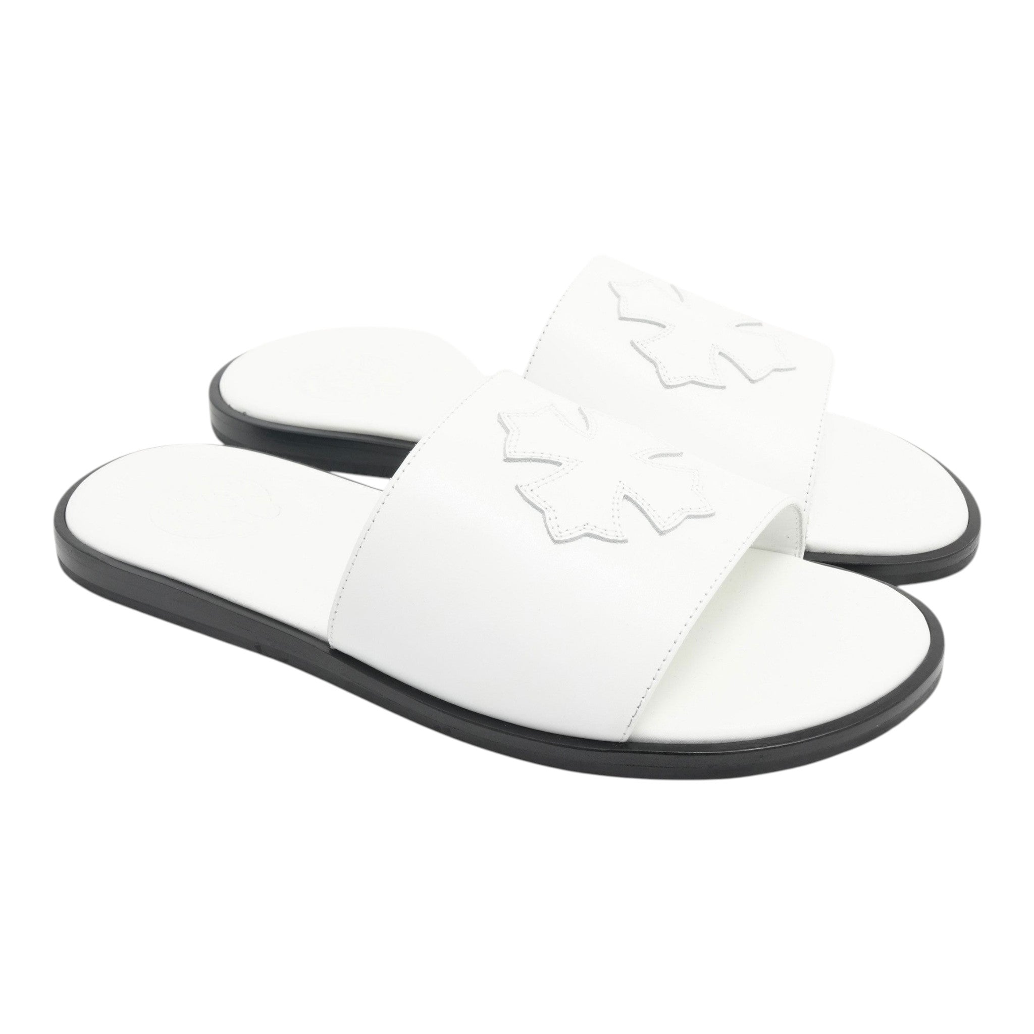 Plus Cross Patch Leather Slides