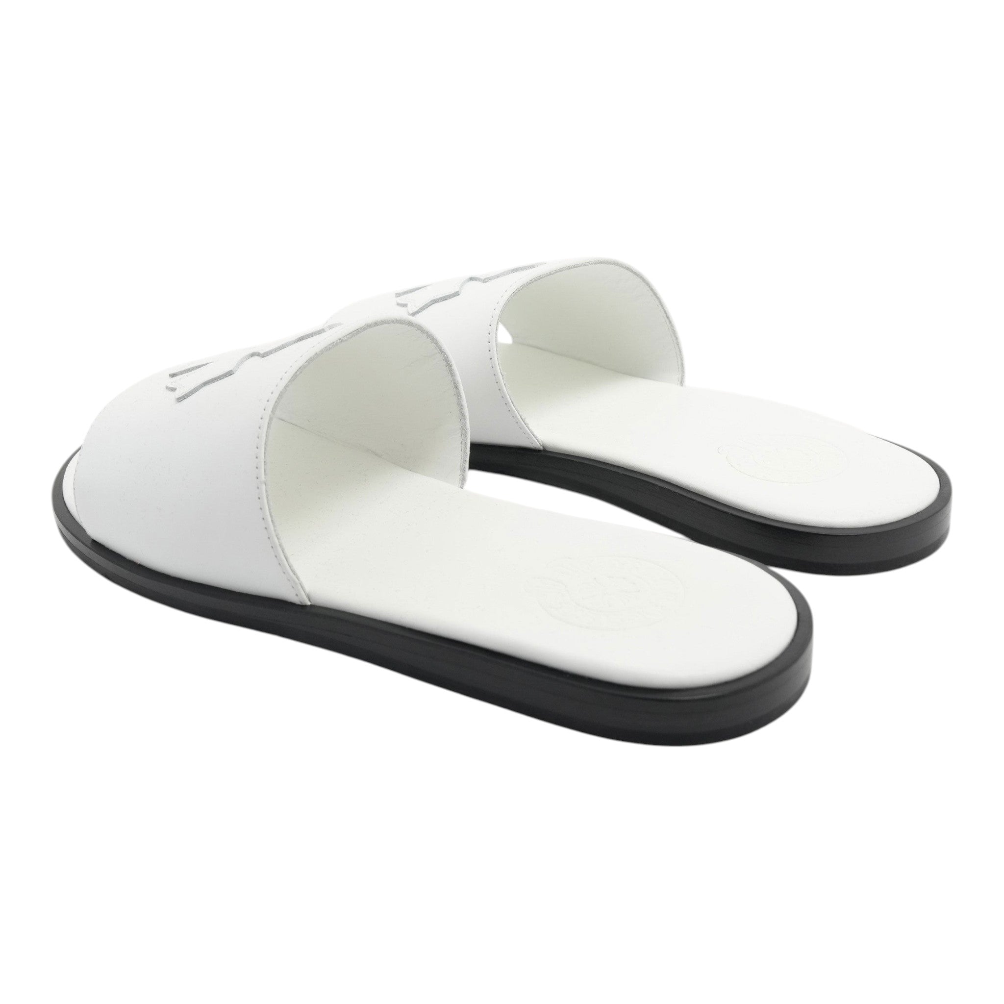Plus Cross Patch Leather Slides