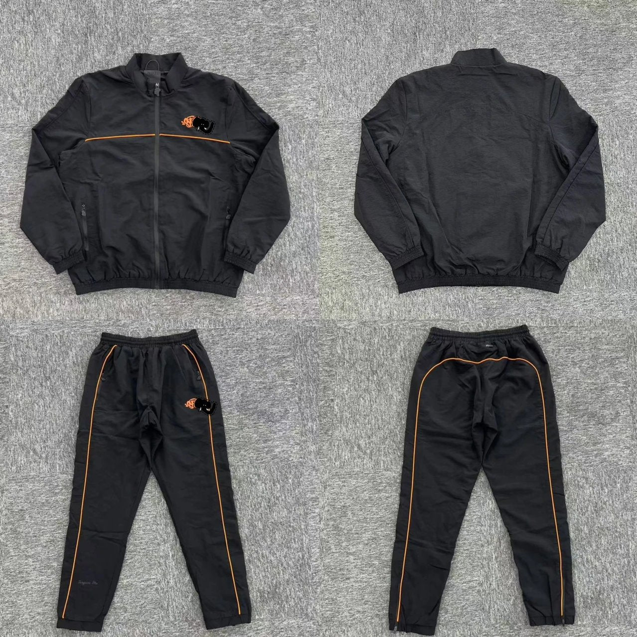 黑色面料 橘色印花 梭织套装 SY-81