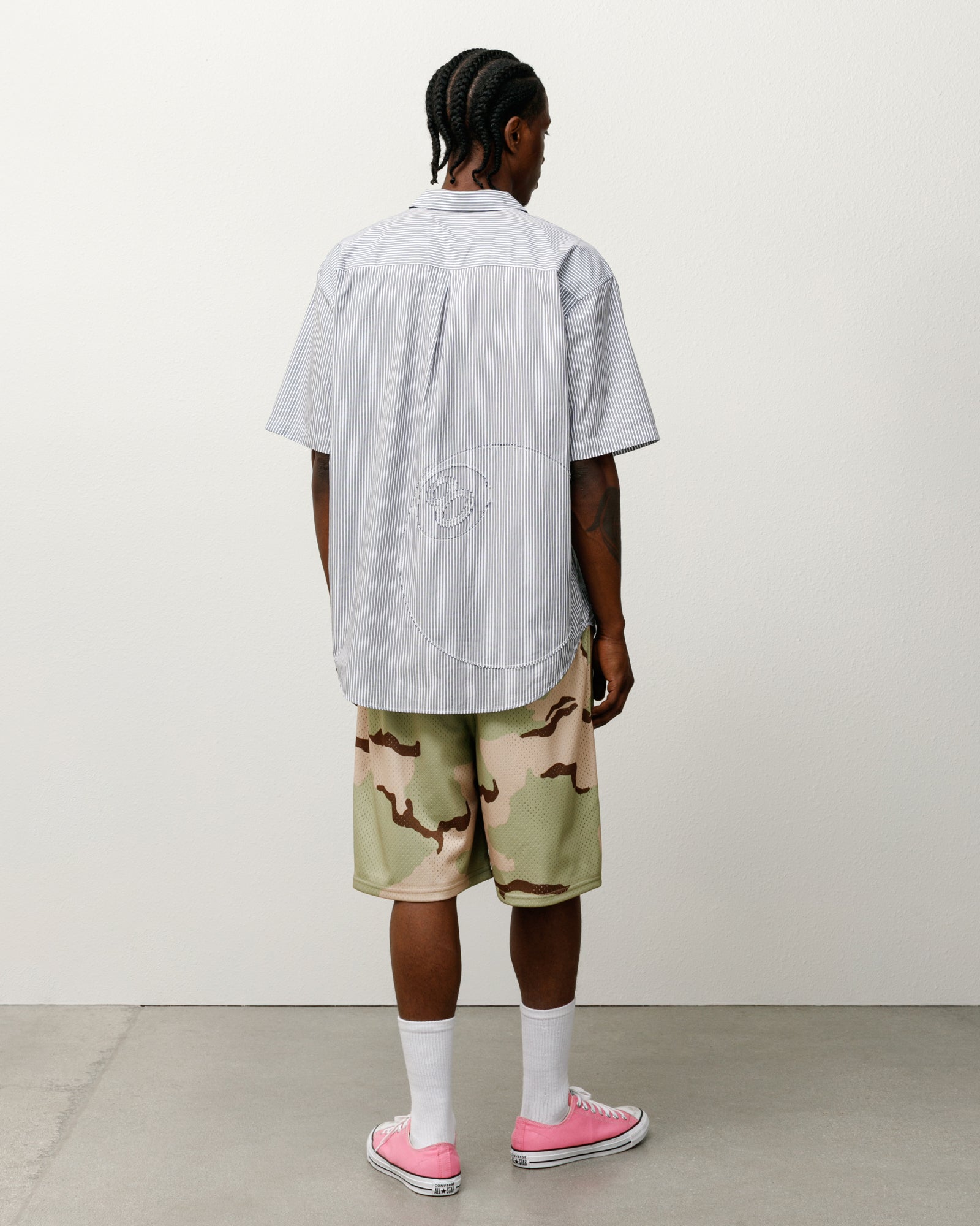 Stussy Men's Boxy SS Shirt 8 Ball Stripe Navy