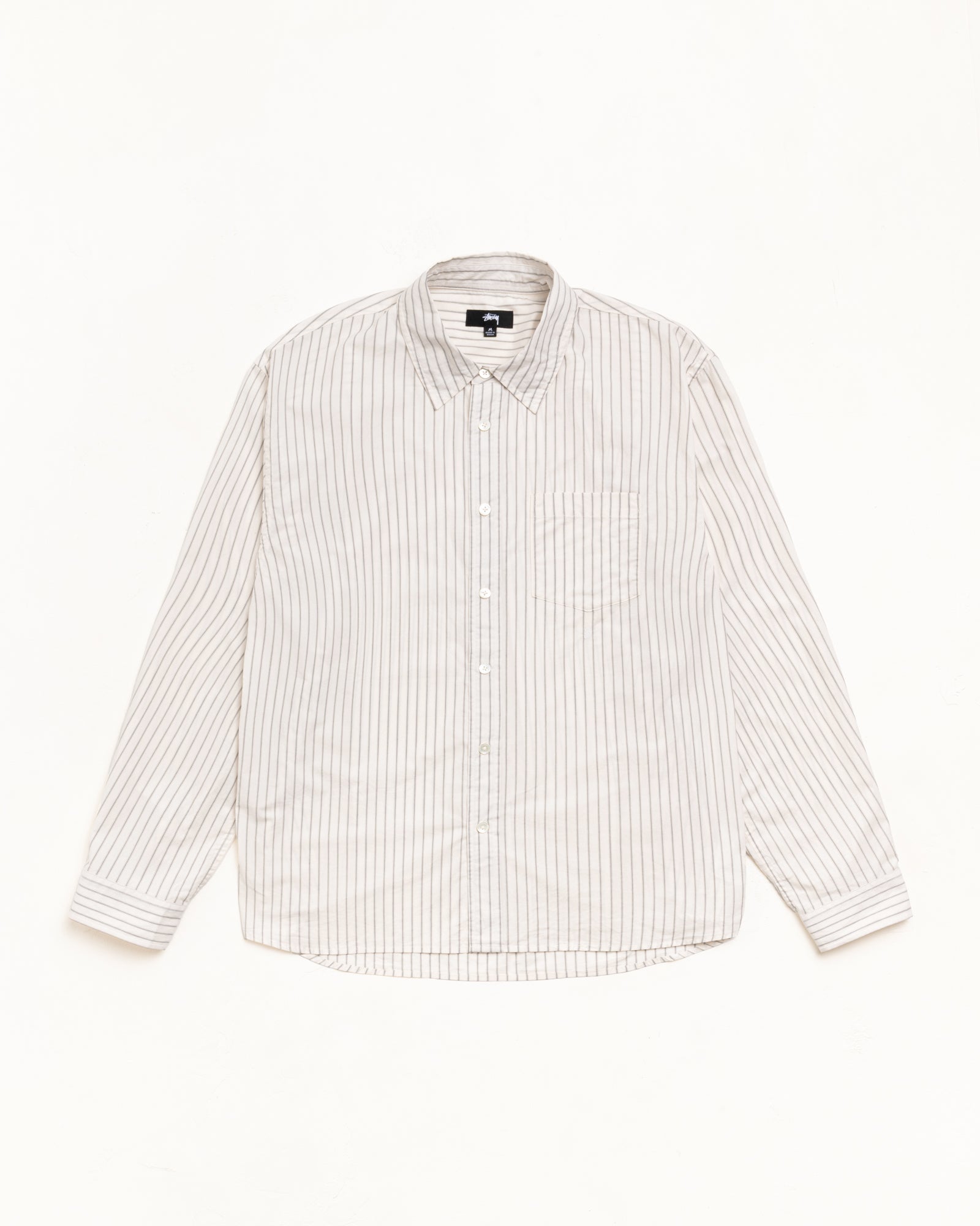 Stussy Men's Standard Shirt Natural Stripe