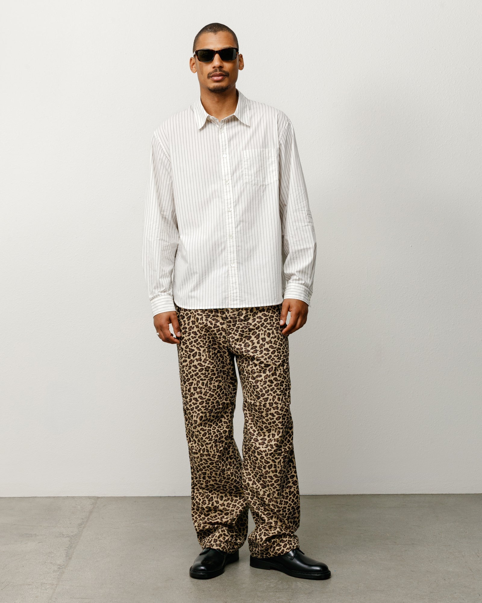Stussy Men's Standard Shirt Natural Stripe