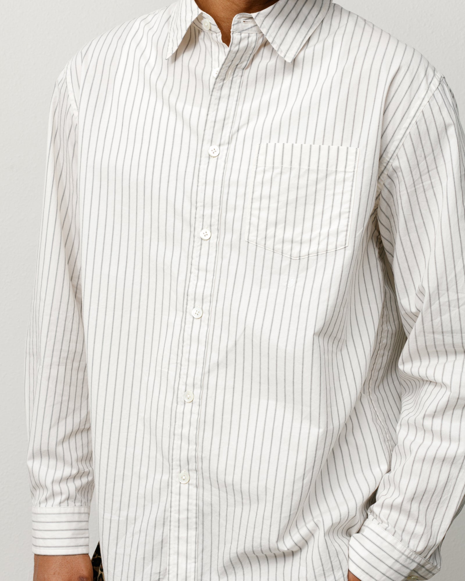 Stussy Men's Standard Shirt Natural Stripe