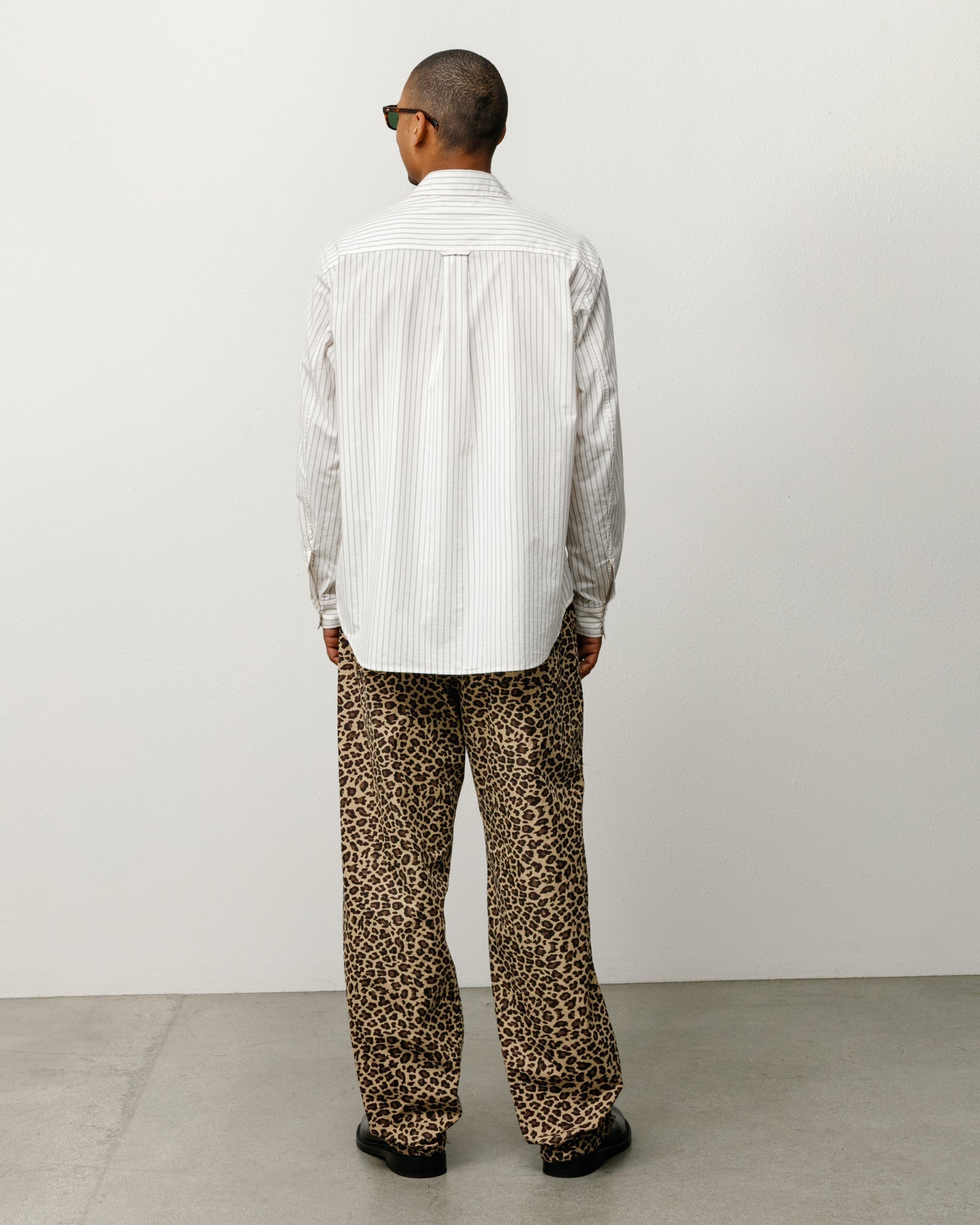 Stussy Men's Standard Shirt Natural Stripe