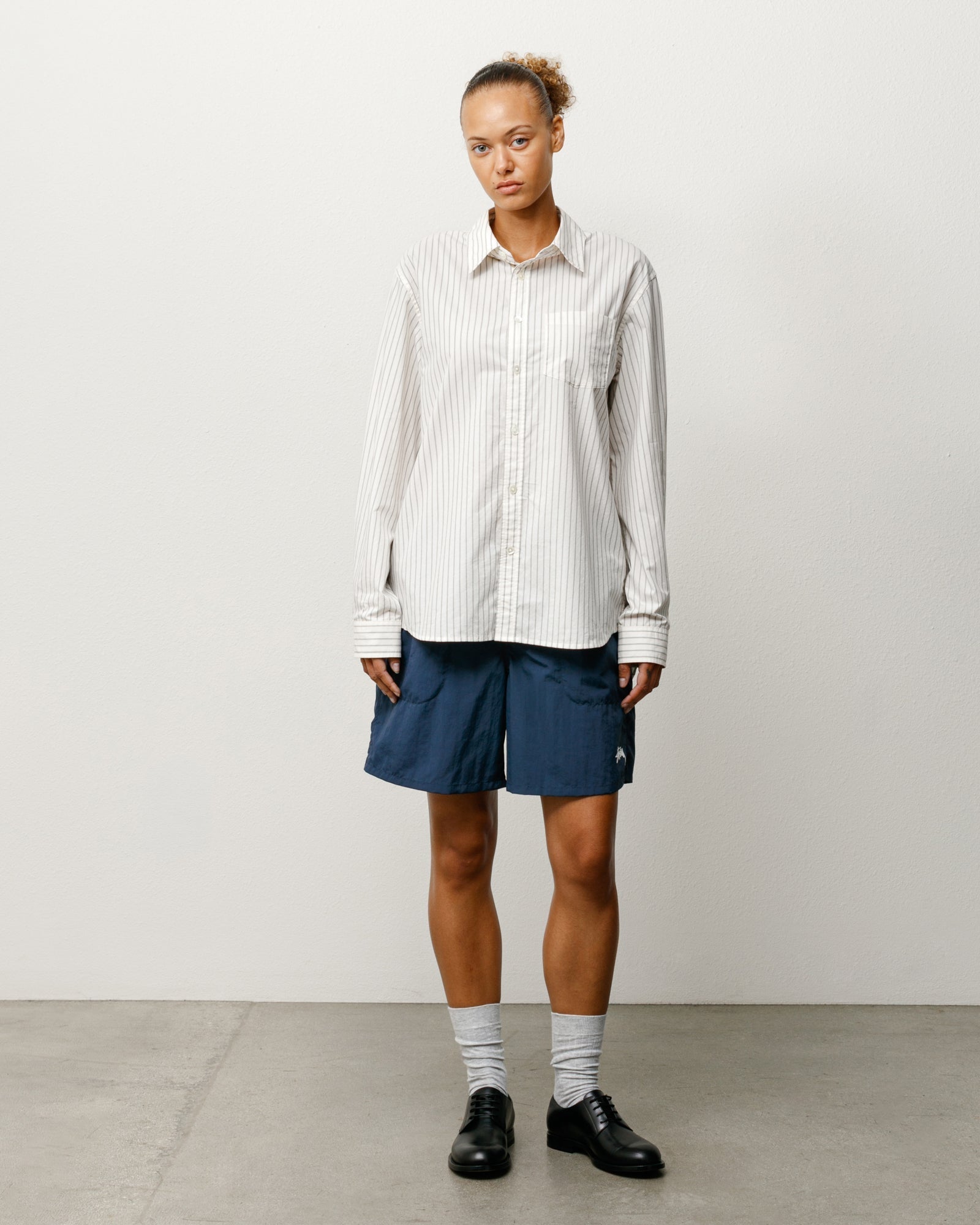 Stussy Men's Standard Shirt Natural Stripe